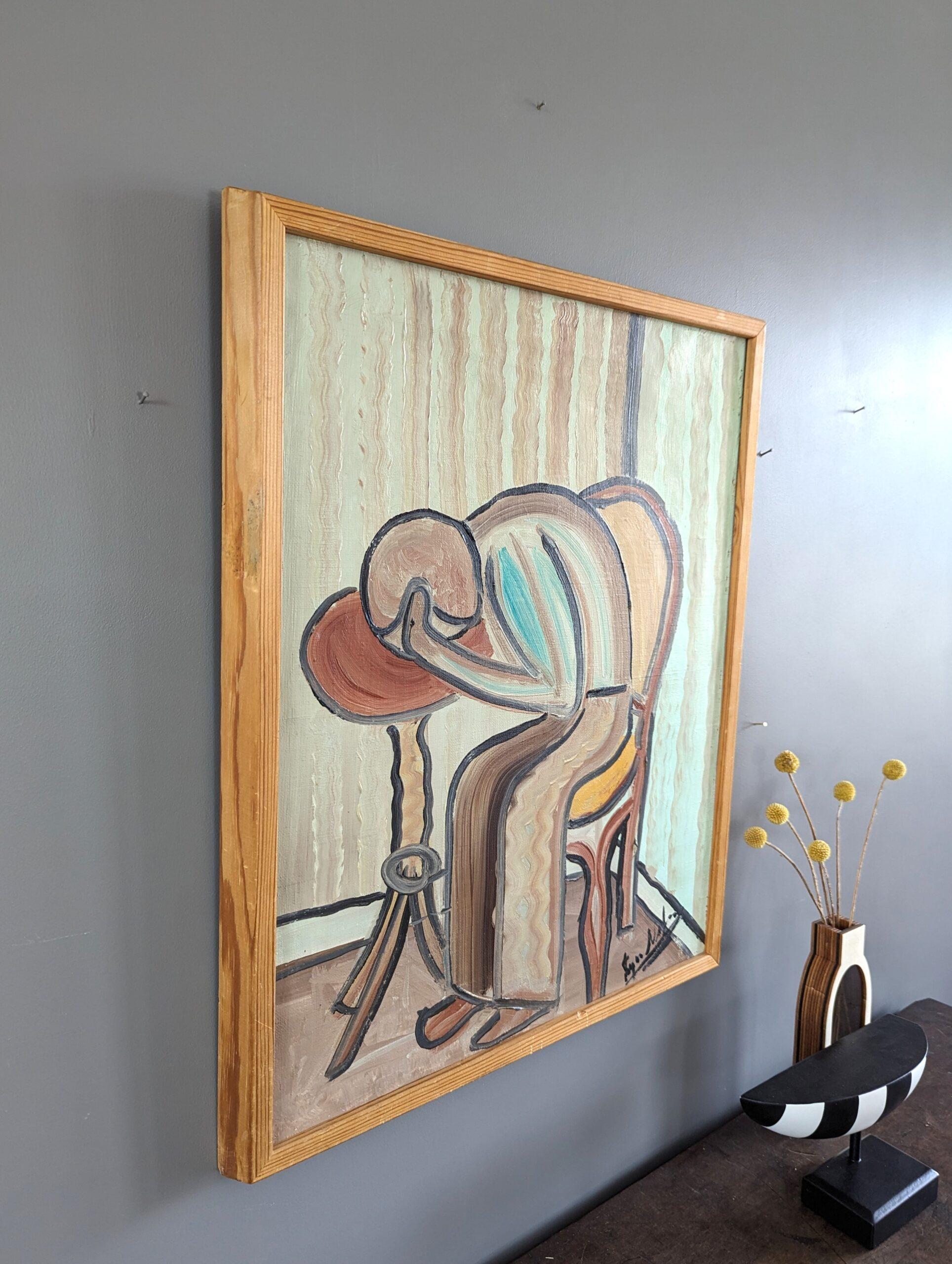 Vintage Mid-Century Modern Figurative Oil Painting - The Human Condition 2