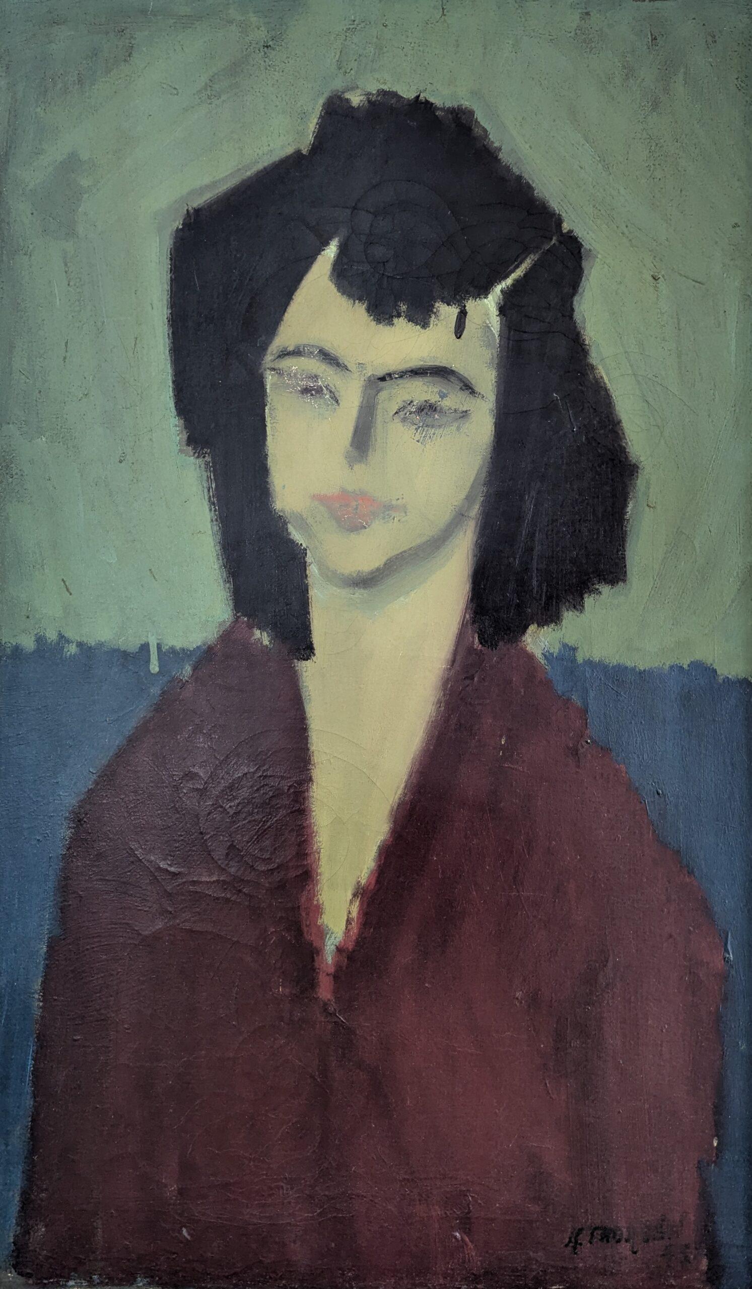 Quadro di ritratto figurativo d'epoca della metà del secolo scorso - Lost in Time 3