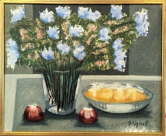 Vintage Mid-Century Modern Floral Still Life Oil Painting - Ethereal Still Life