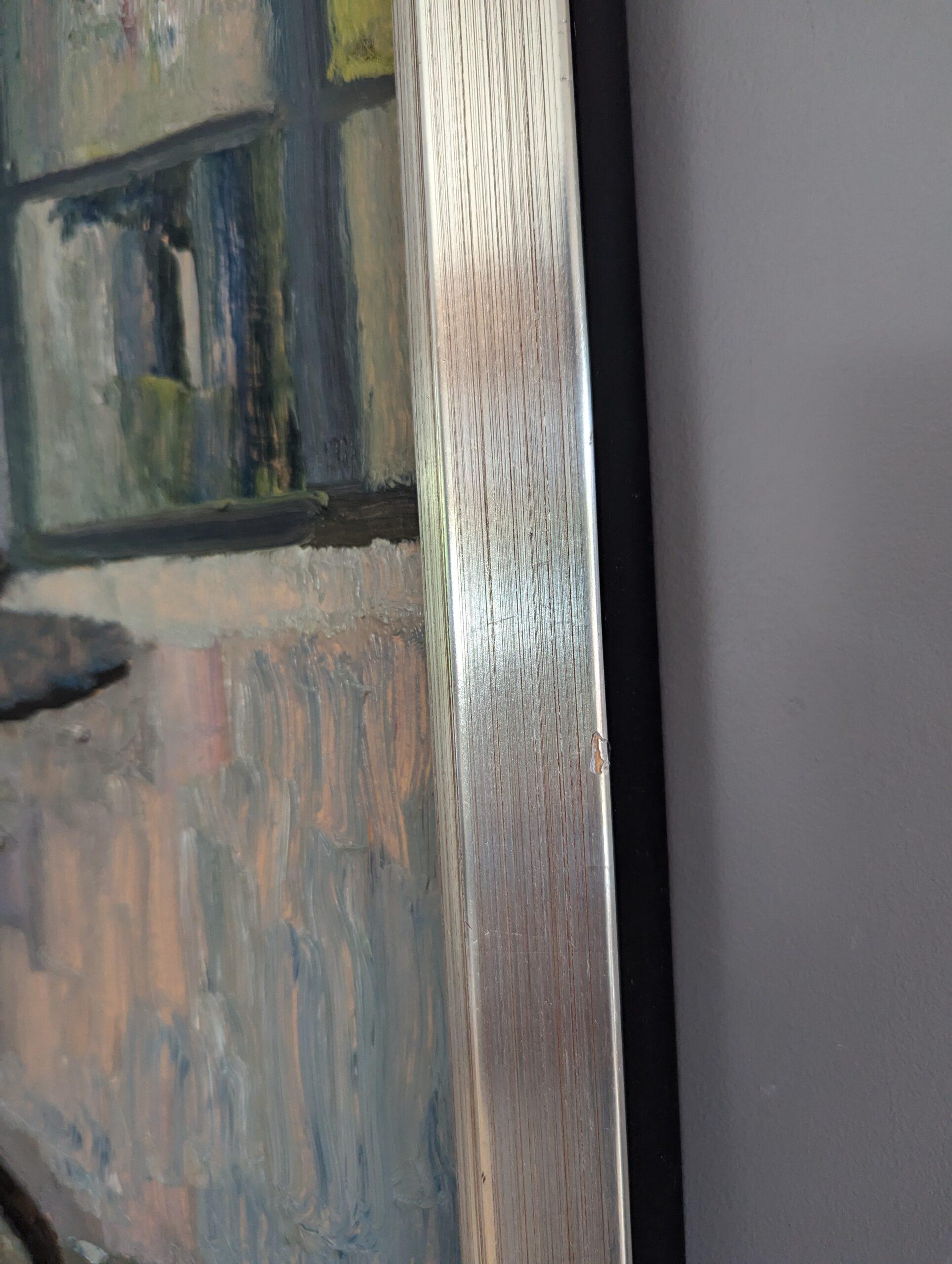 1960 Pittura ad olio di natura morta per interni della metà del secolo scorso - Tavolo vicino alla finestra 4