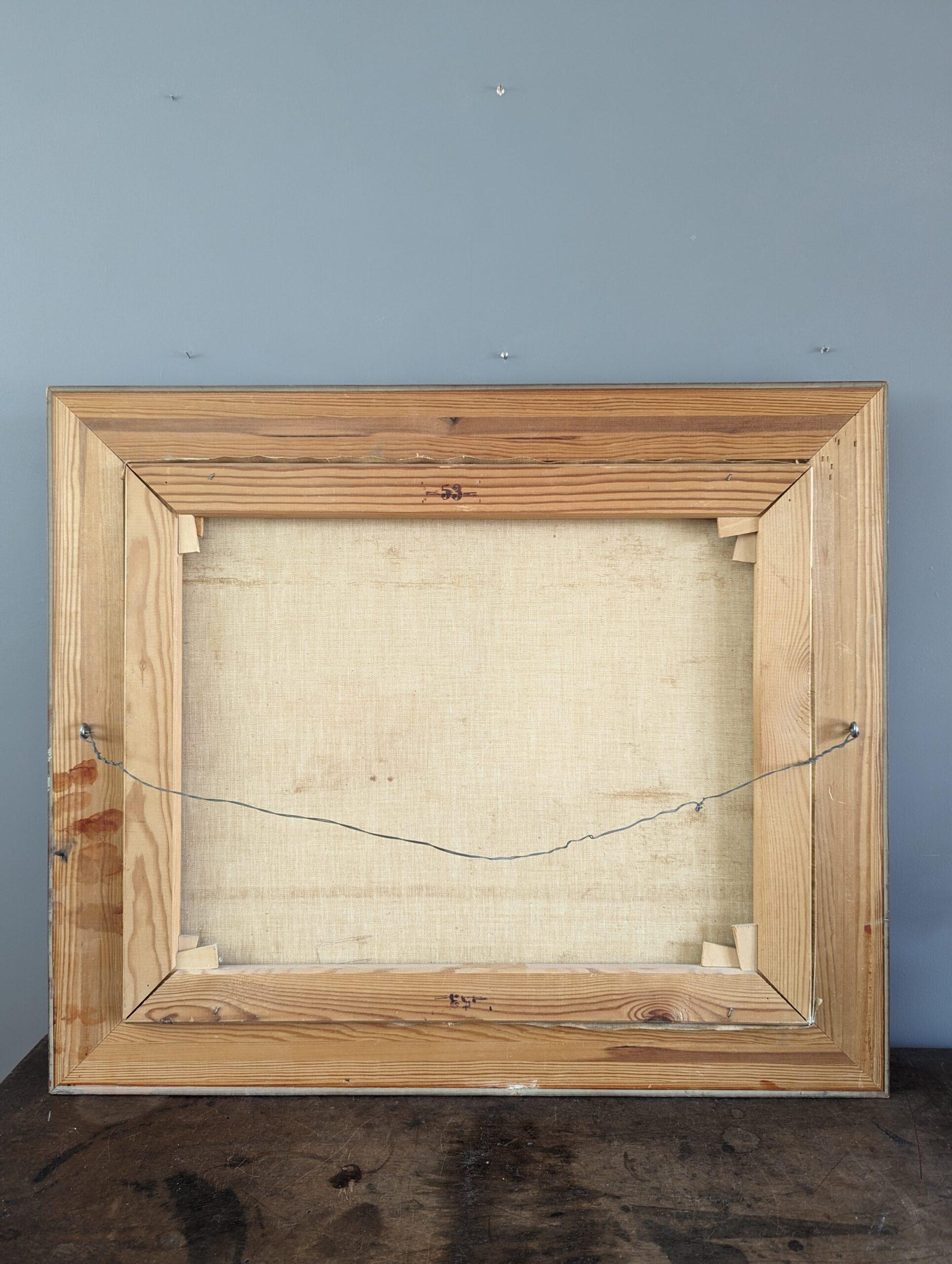 Pittura ad olio d'epoca di natura morta per interni della metà del secolo scorso - La cassapanca di legno 8