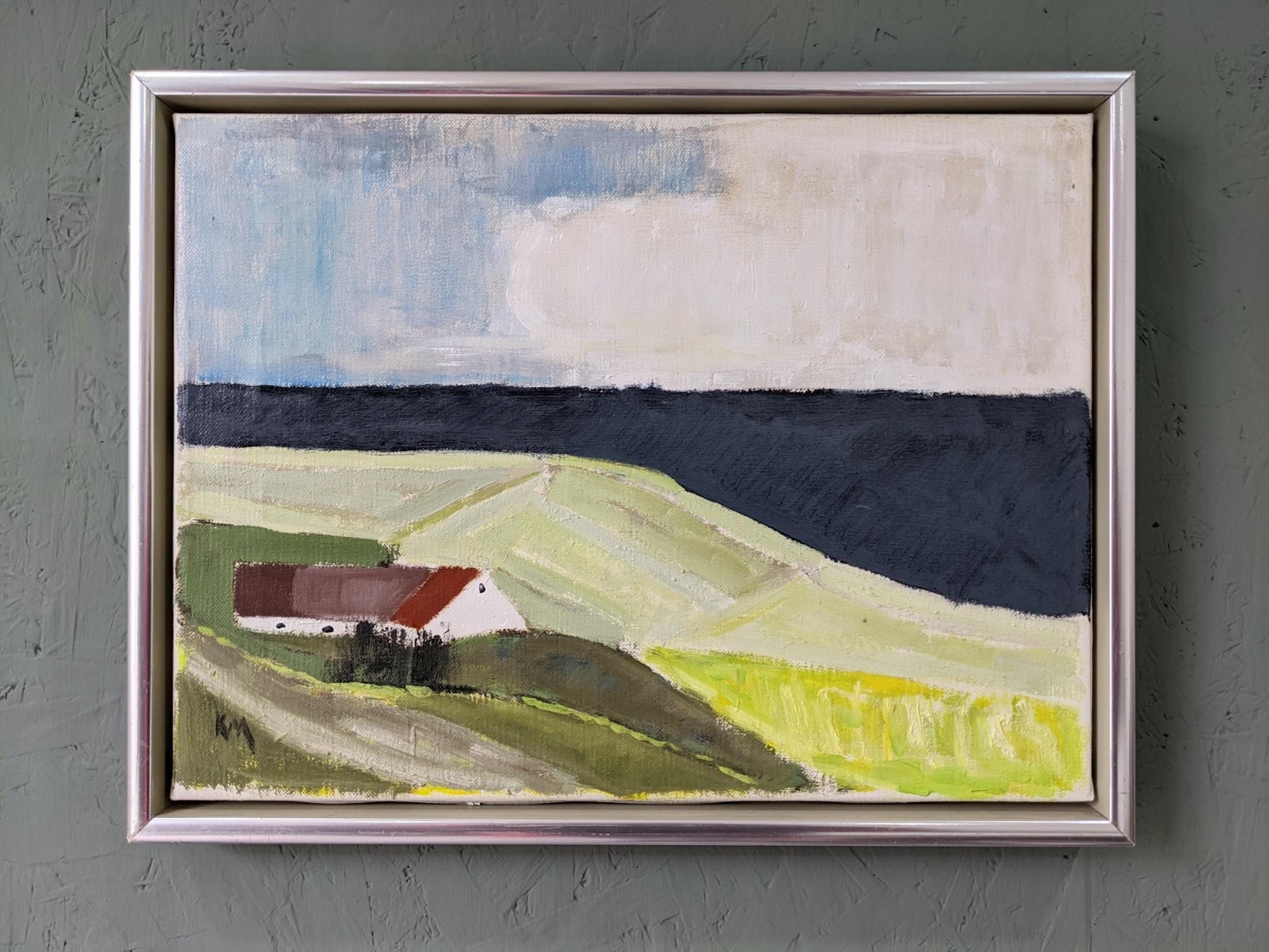 Farmhouse by the Sea
Size: 33 x 43 cm (including frame)
Oil on canvas

A very inviting and expressive modernist coastal landscape composition, executed in oil onto canvas.

This beautiful and scenic composition of nature has been separated into