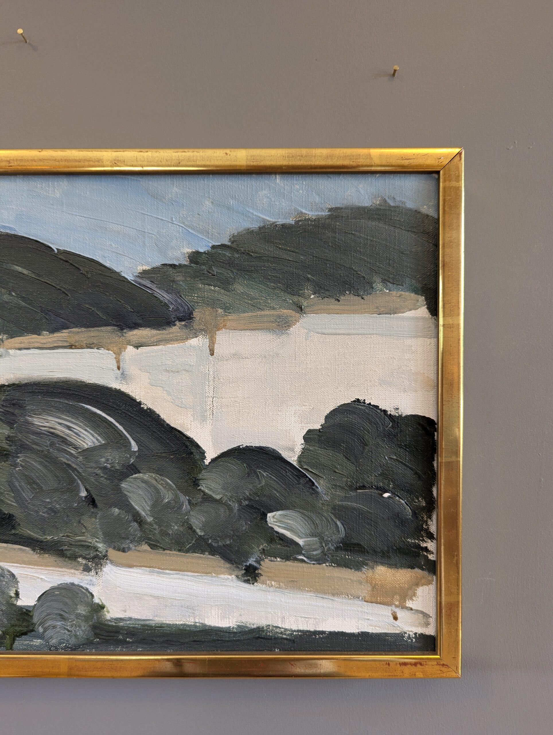 Pittura ad olio incorniciata con paesaggio d'epoca della metà del secolo scorso - Vedute greche 2