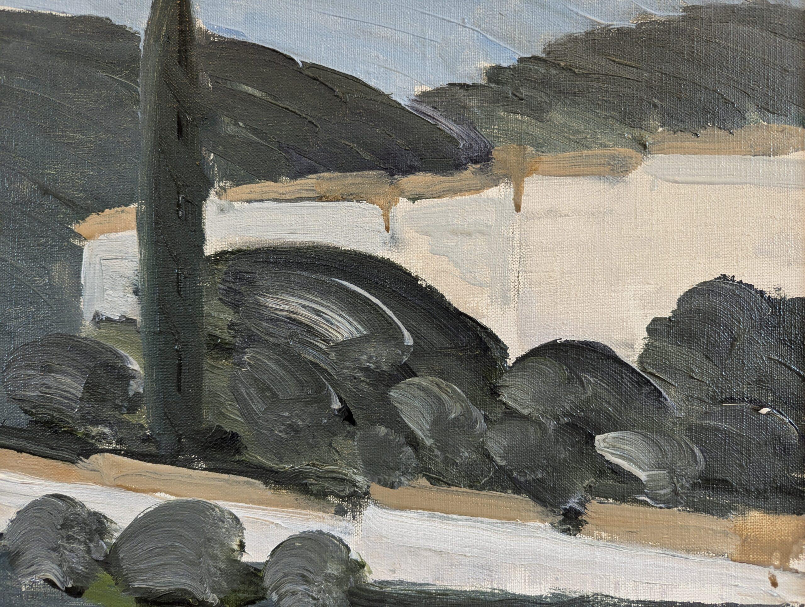 Pittura ad olio incorniciata con paesaggio d'epoca della metà del secolo scorso - Vedute greche 3