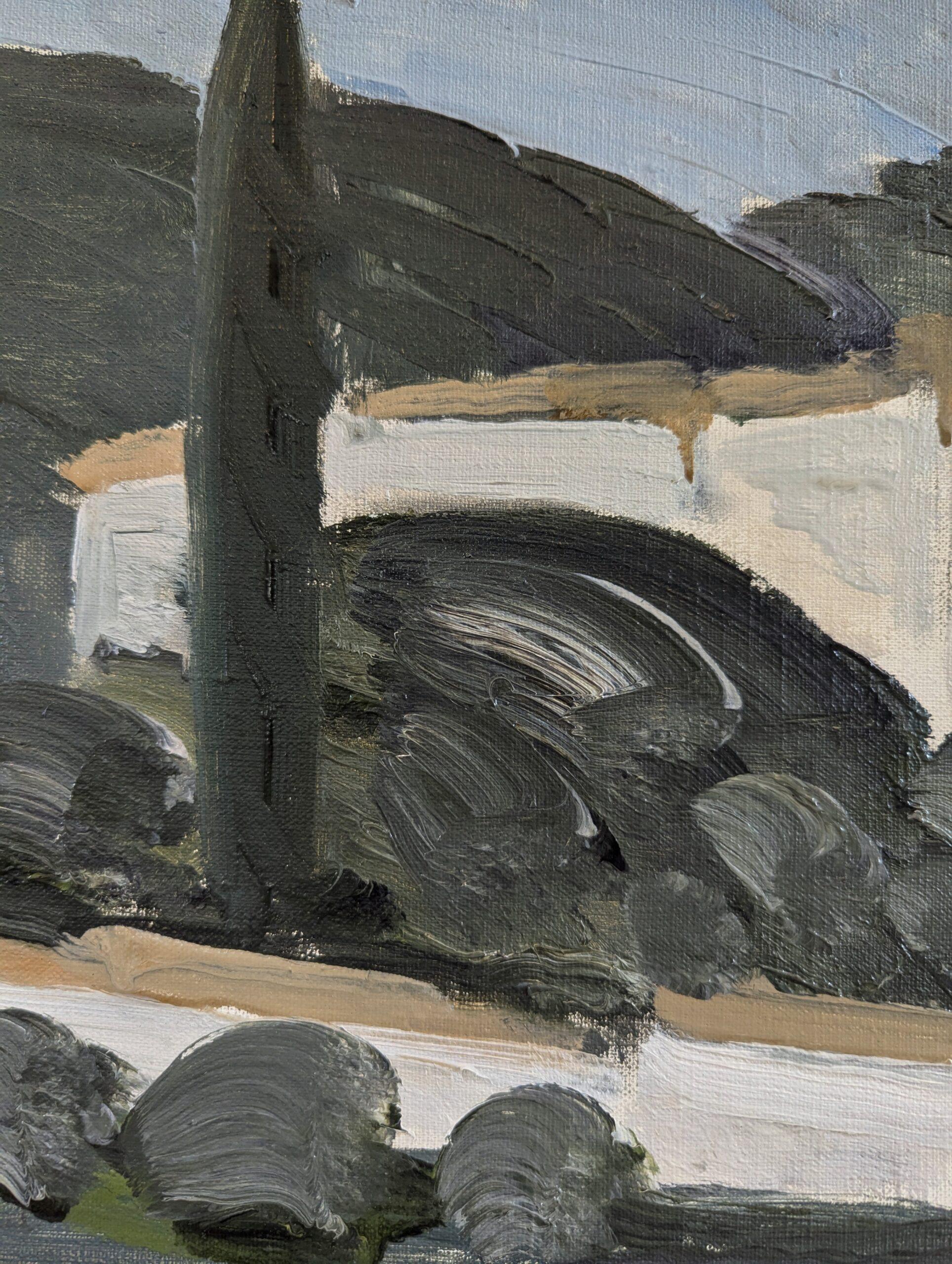 Pittura ad olio incorniciata con paesaggio d'epoca della metà del secolo scorso - Vedute greche 4