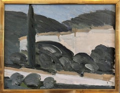 Pittura ad olio incorniciata con paesaggio d'epoca della metà del secolo scorso - Vedute greche
