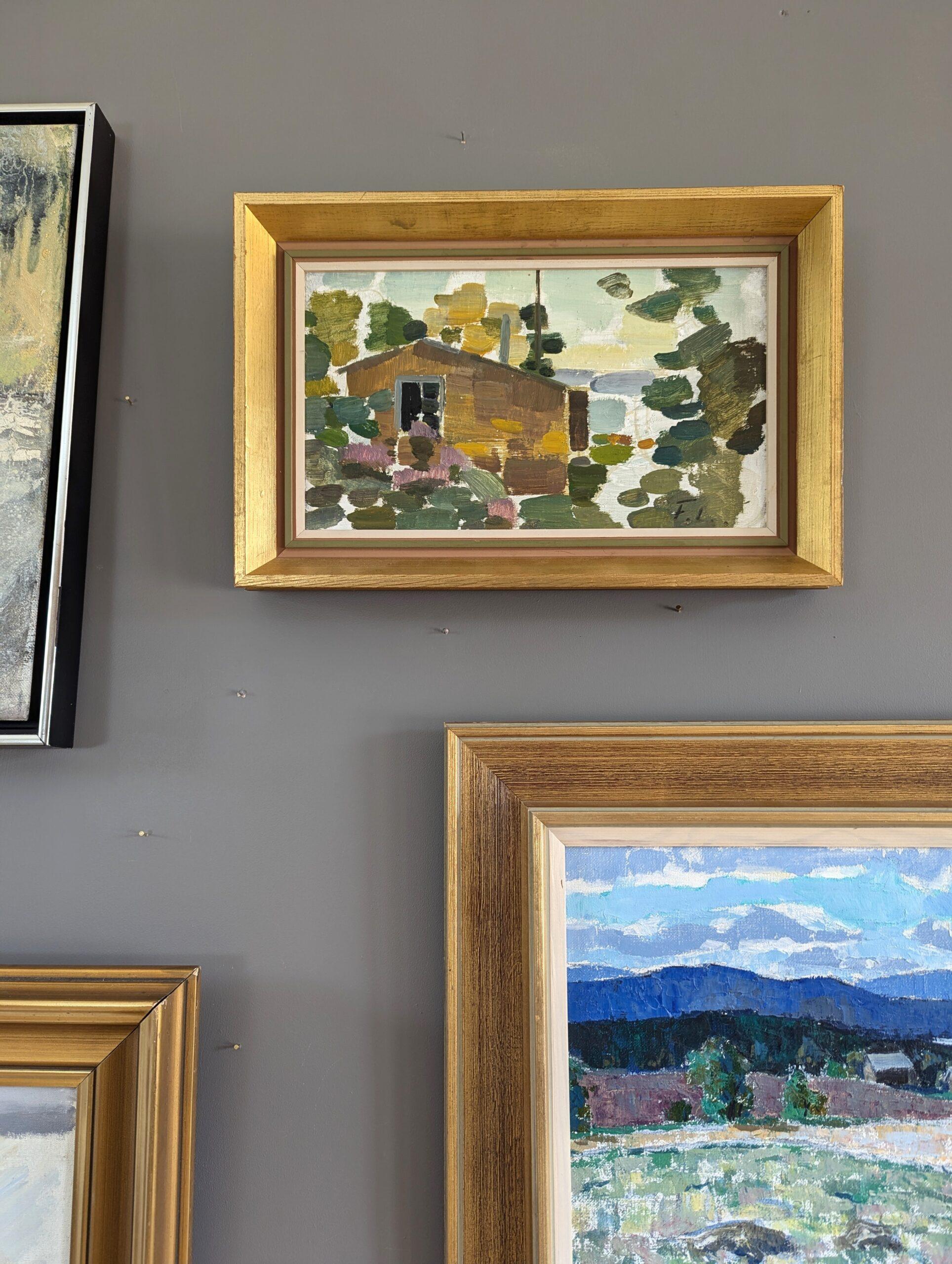 Vintage Mid-Century Modern Landscape Framed Oil Painting - Hidden Retreat 8