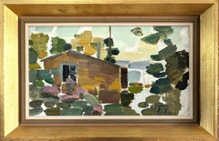 Vintage Mid-Century Modern Landscape Framed Oil Painting - Hidden Retreat