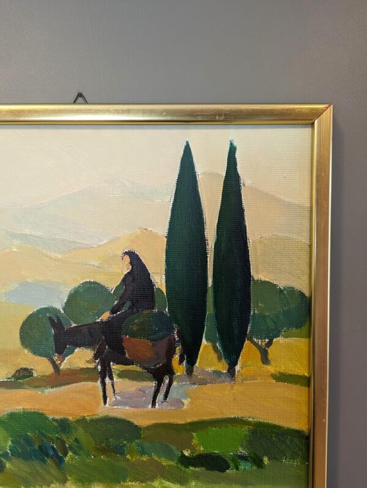 Vintage Mid-Century Modern Landscape Oil Painting - Cyprus Valley 2