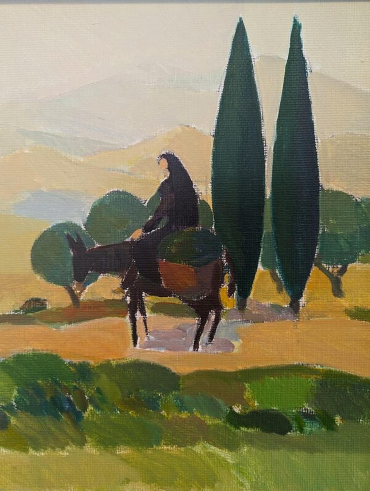 Vintage Mid-Century Modern Landscape Oil Painting - Cyprus Valley 4