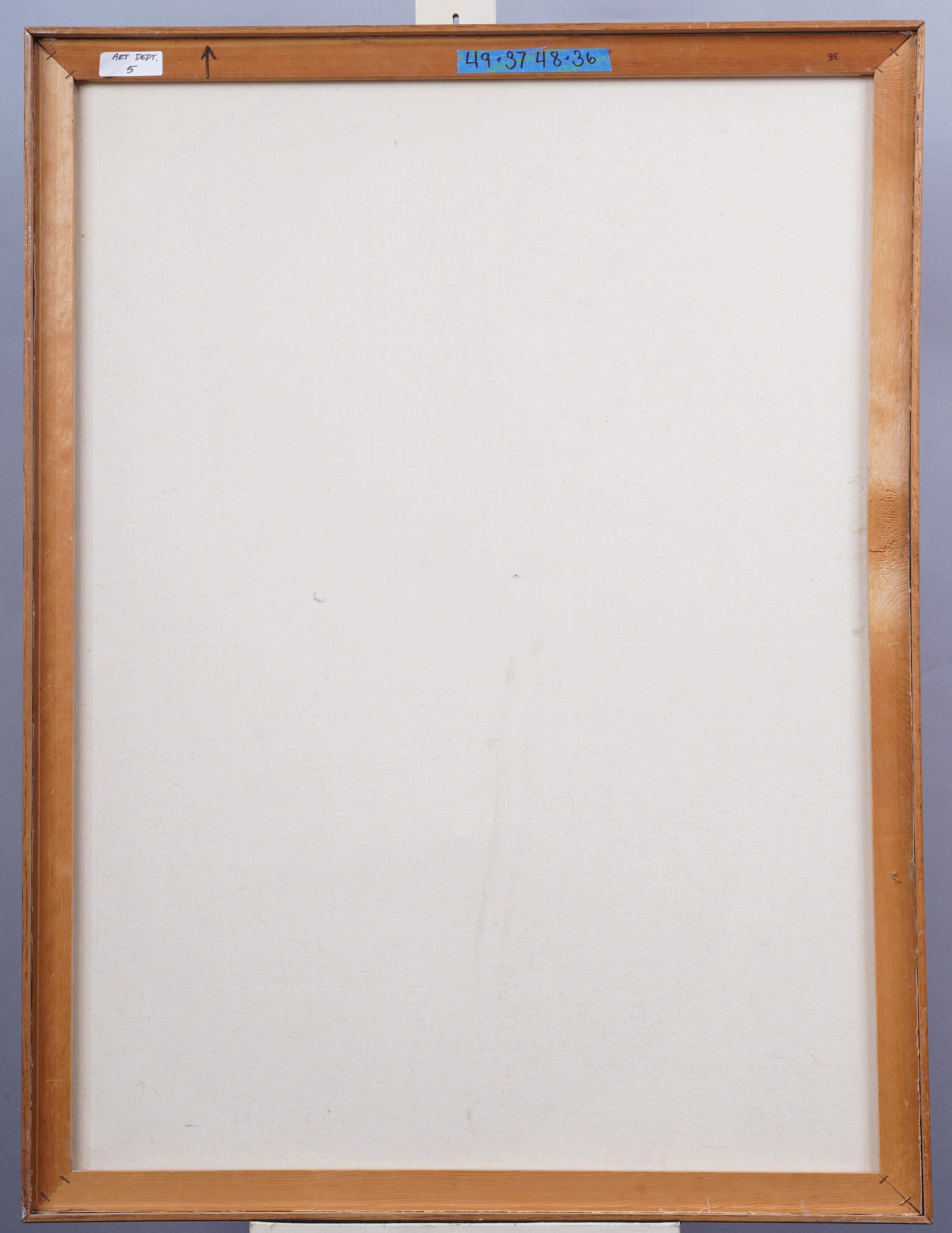 Vintage Mid Century Modern Large Geometric Abstract Framed Hard Edge Painting For Sale 4