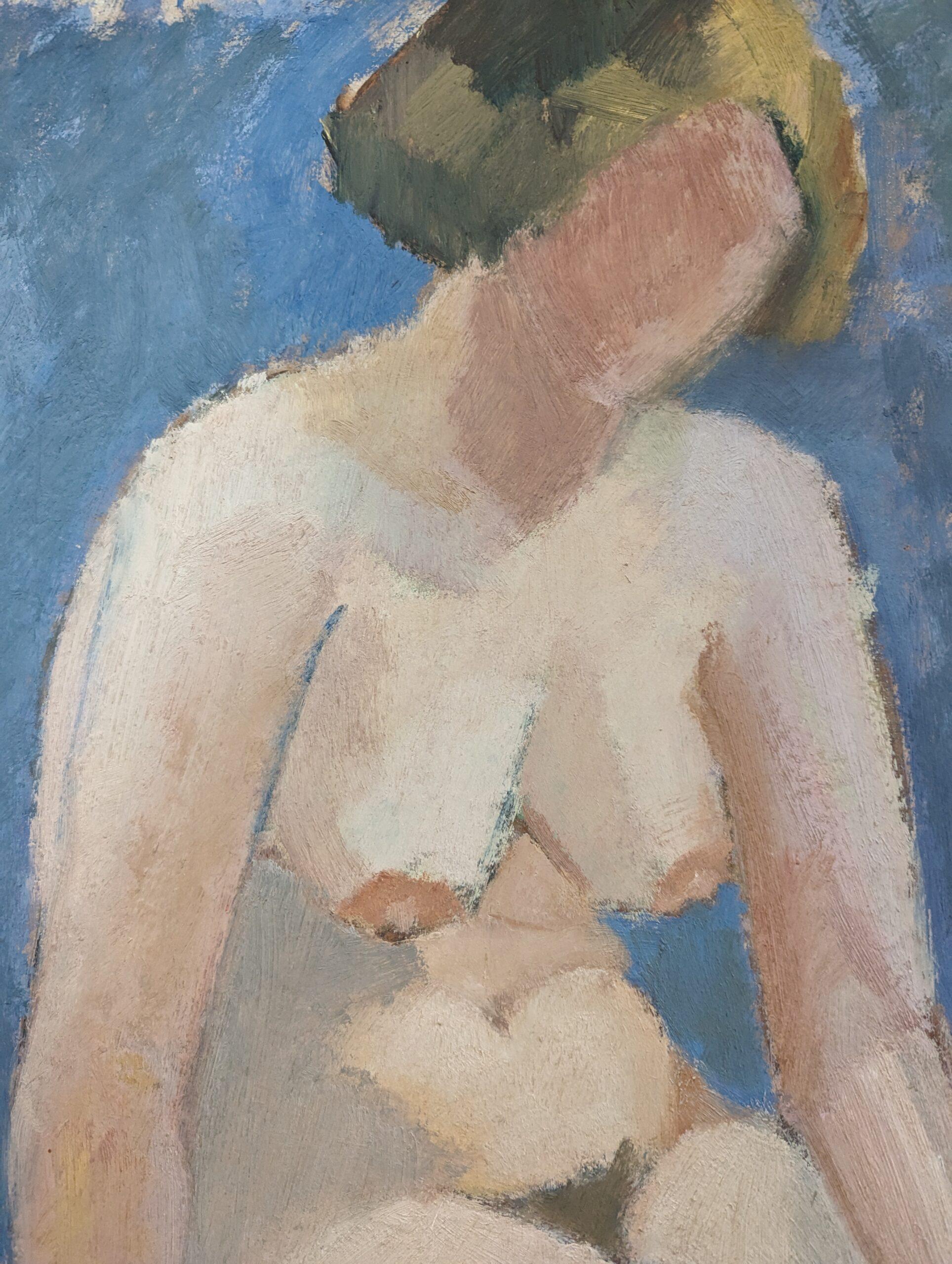 Vintage Mid-Century Modern Nude Figurative Portrait Oil Painting - Angela For Sale 9
