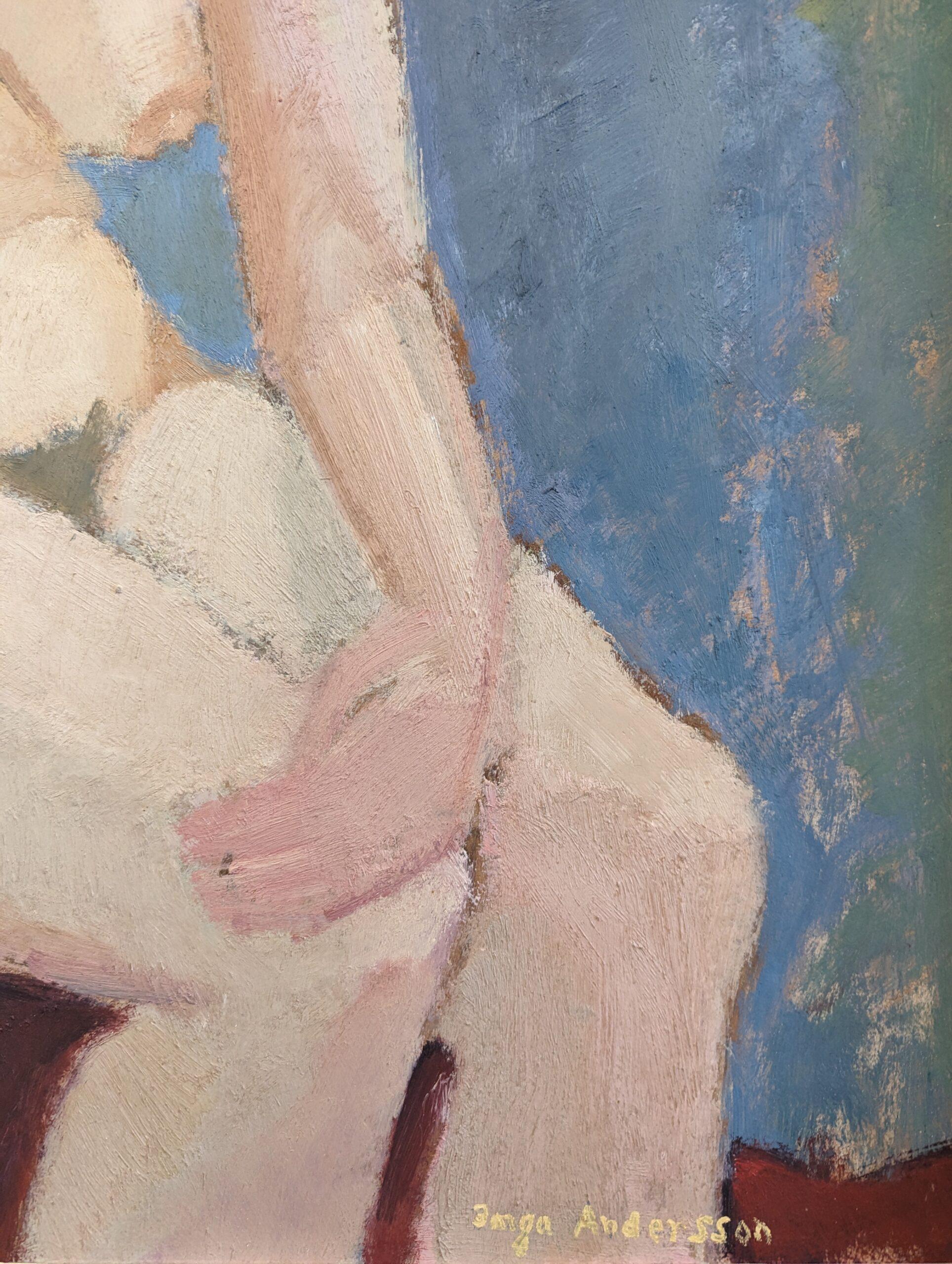 Vintage Mid-Century Modern Nude Figurative Portrait Oil Painting - Angela For Sale 10