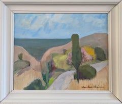 Vintage Mid-Century Modern Original Landscape Oil Painting - Tranquil Path