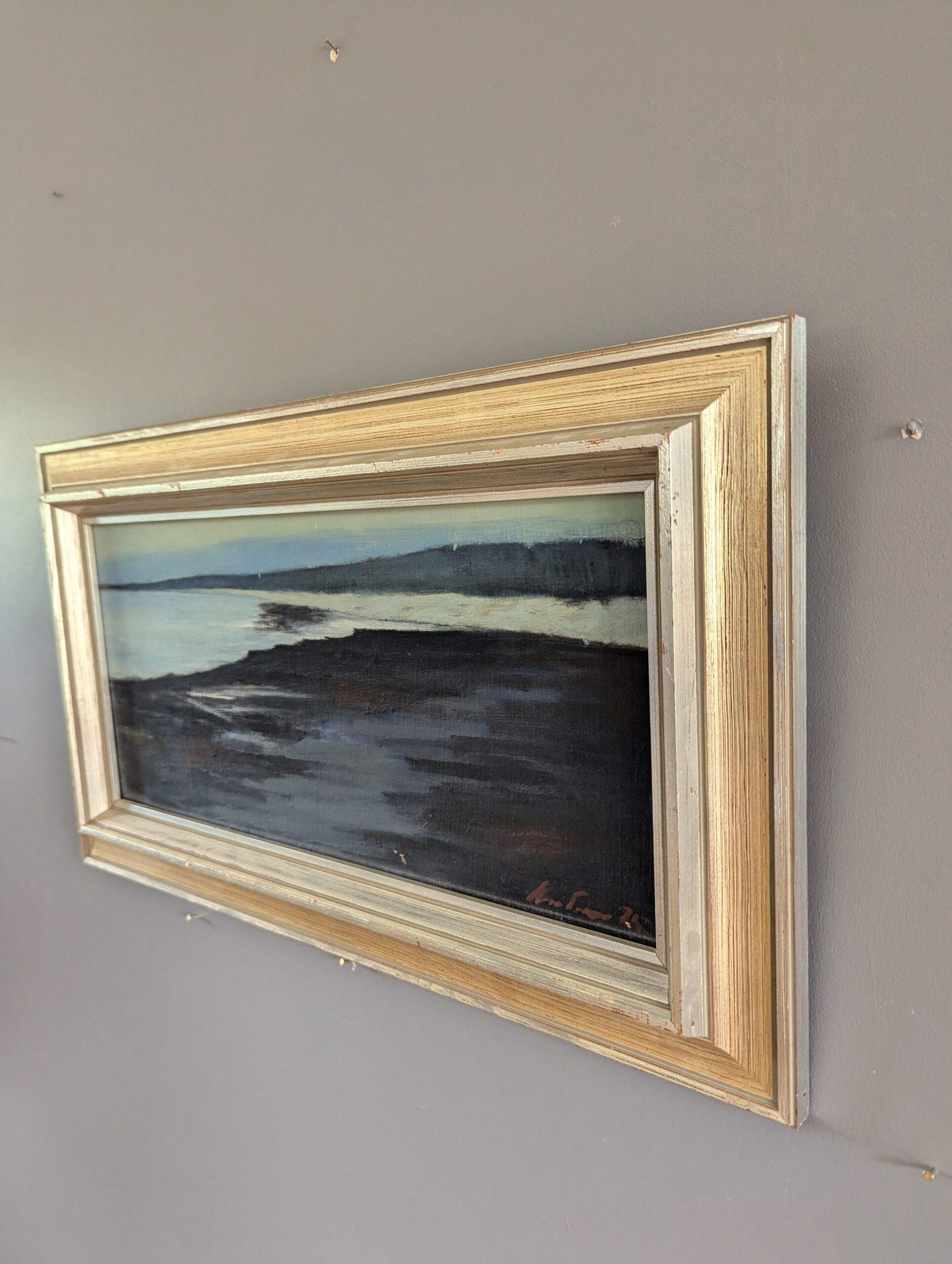 Pittura ad olio originale di paesaggio della metà del secolo scorso - Costa del Crepuscolo 1