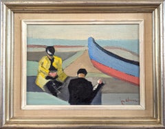 Pintura al óleo vintage de mediados de siglo sobre una figura junto al mar - Drift & Thought