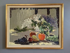 Vintage Mid-Century Modern Still Life Framed Oil Painting - Ripe