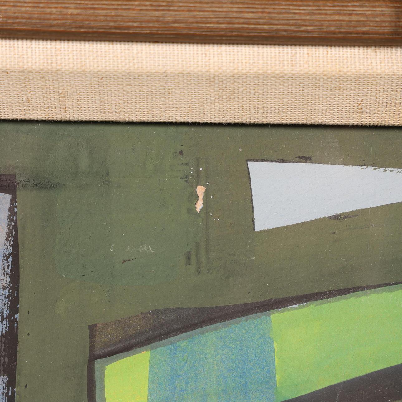 Vintage Mid Century Modern Naturaleza Muerta Pintura Gouache - Jarra y Uvas en venta 3