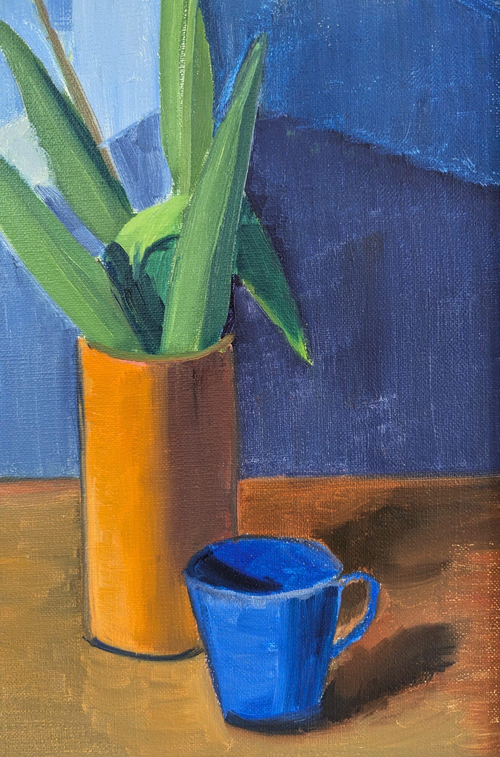 Vintage Mid-Century Modern Still Life Oil Painting - Tulips in Red 7