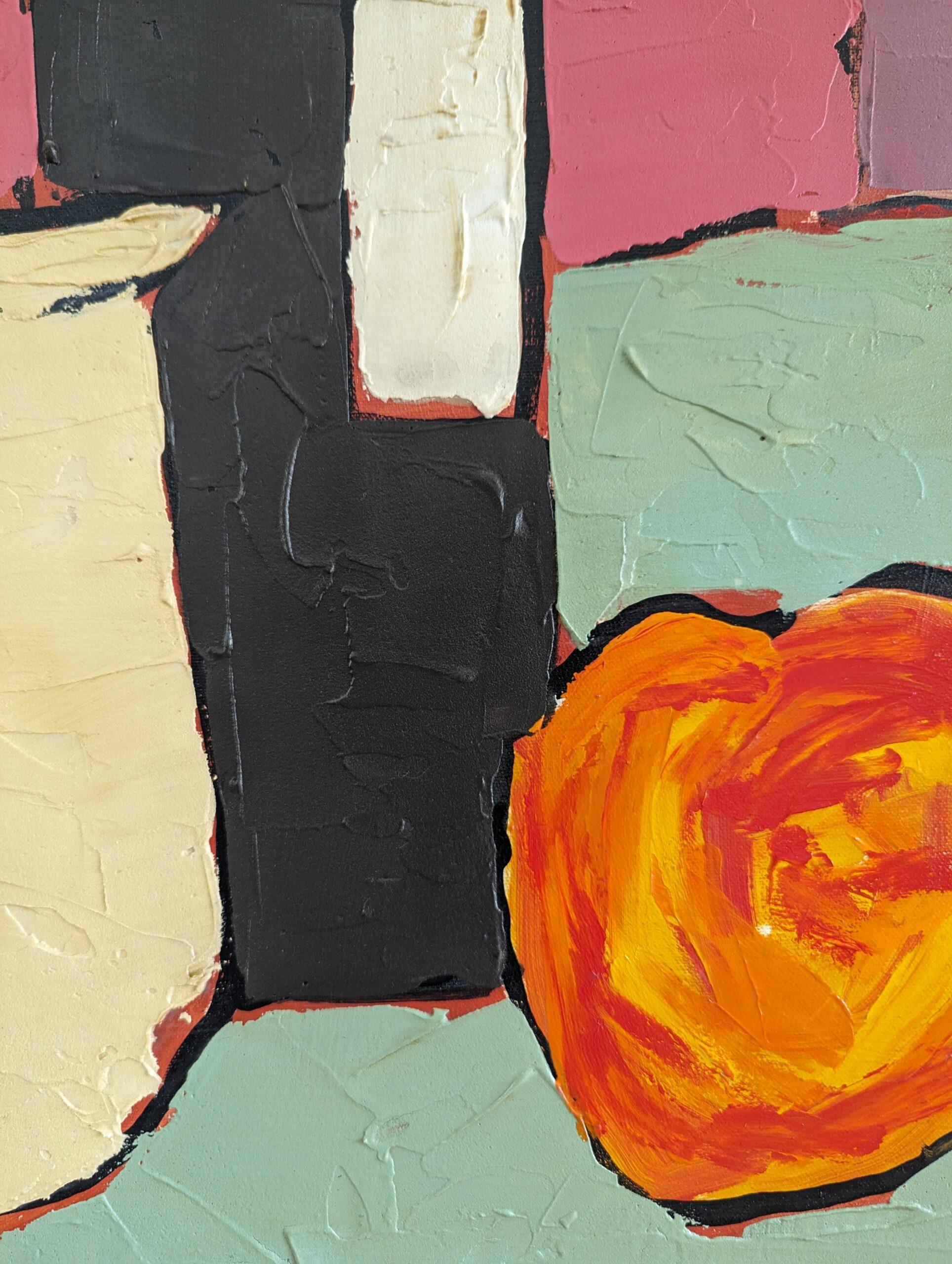 Vintage Mid-Century Modern Still Life Painting - Naturaleza muerta con naranja 9