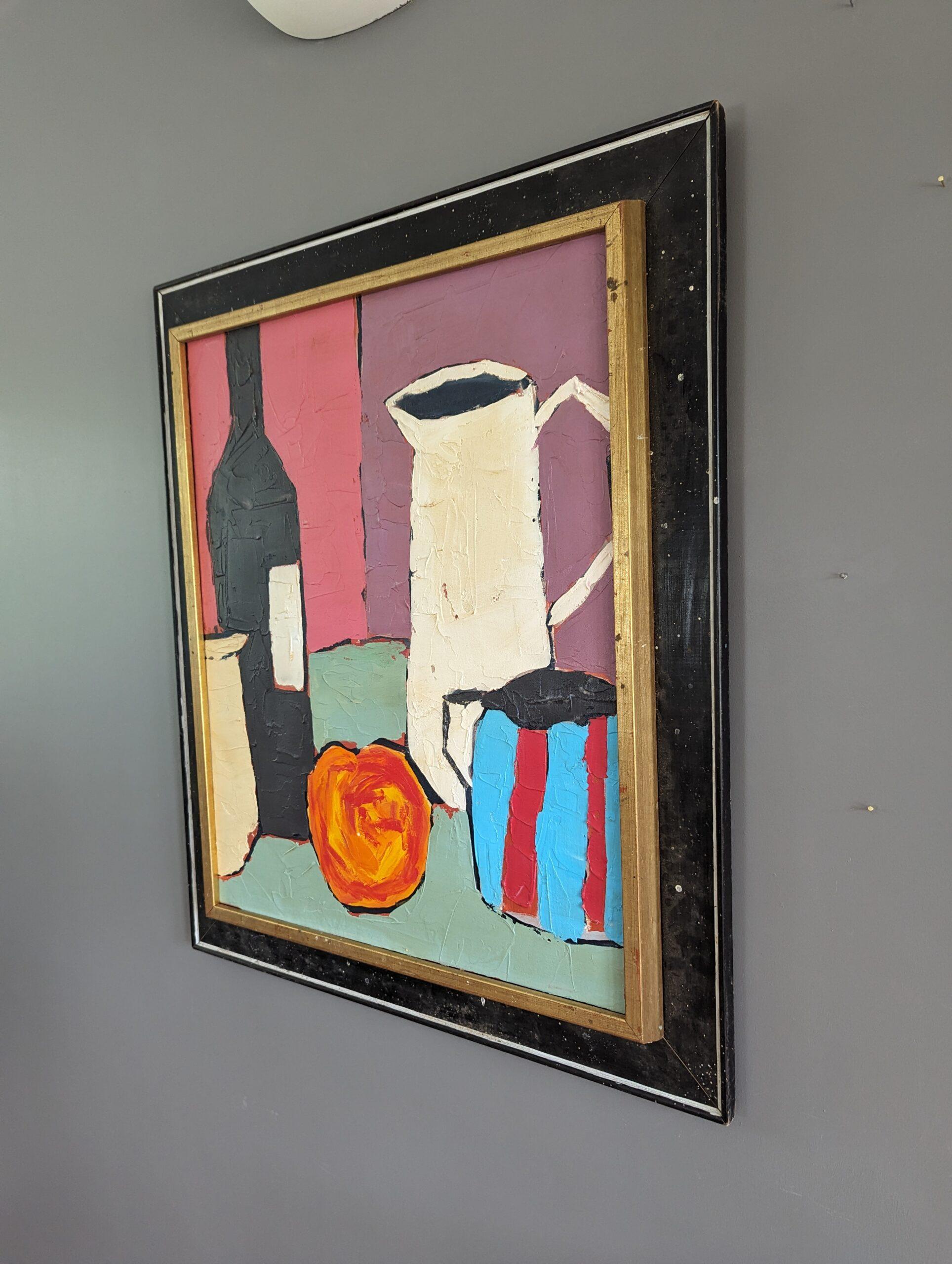Vintage Mid-Century Modern Still Life Painting - Naturaleza muerta con naranja 3