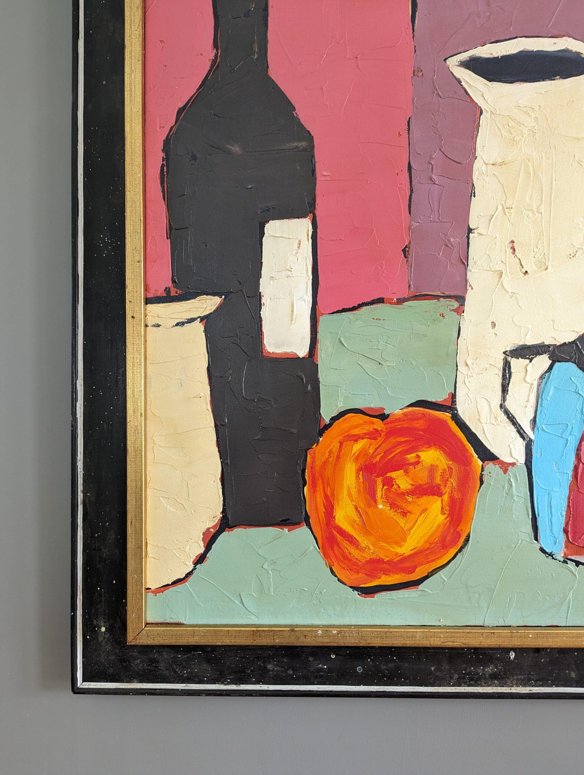 Vintage Mid-Century Modern Still Life Painting - Naturaleza muerta con naranja 7