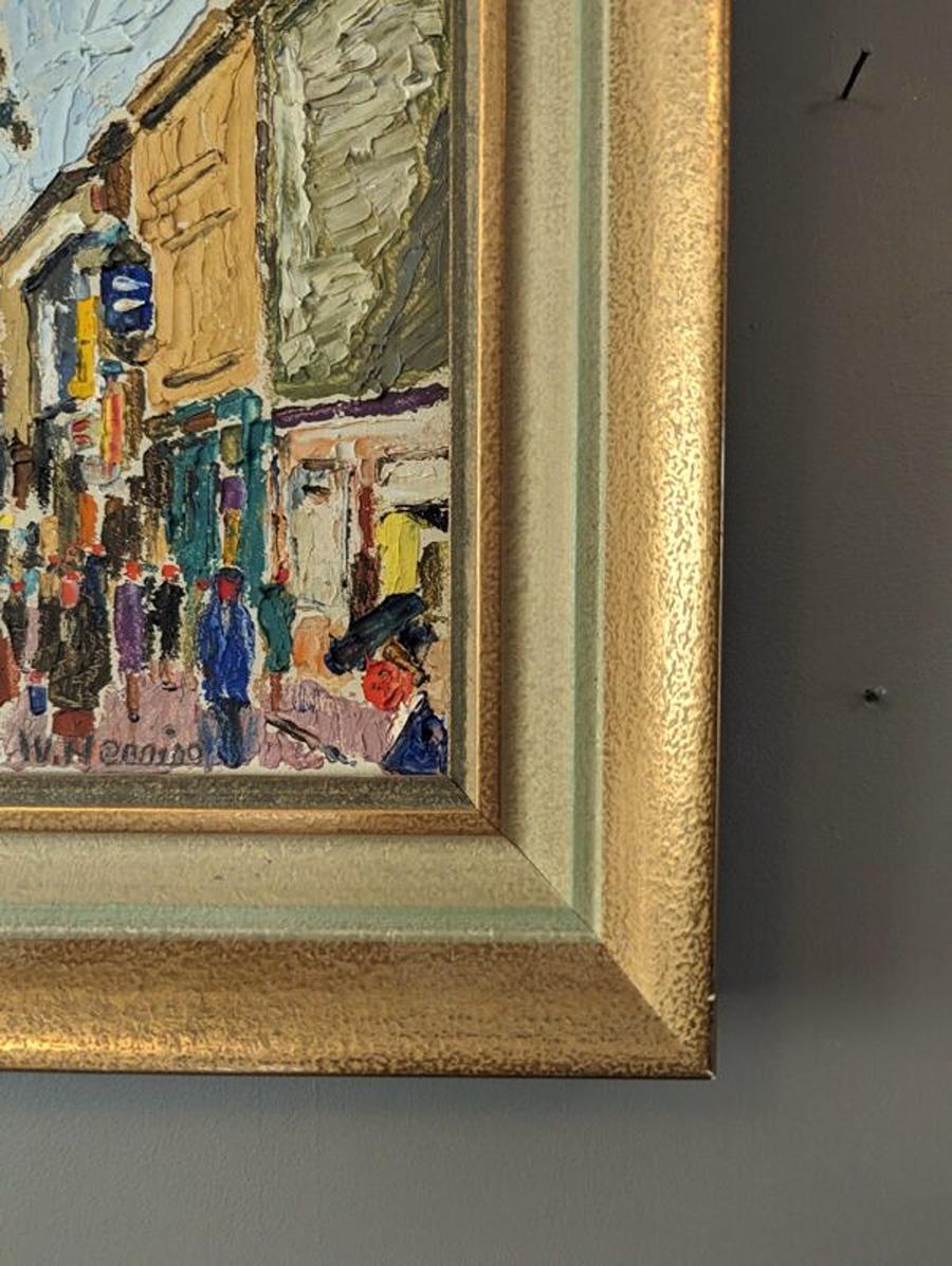 Pintura al óleo figurativa vintage de mediados de siglo - Paseo marítimo 3