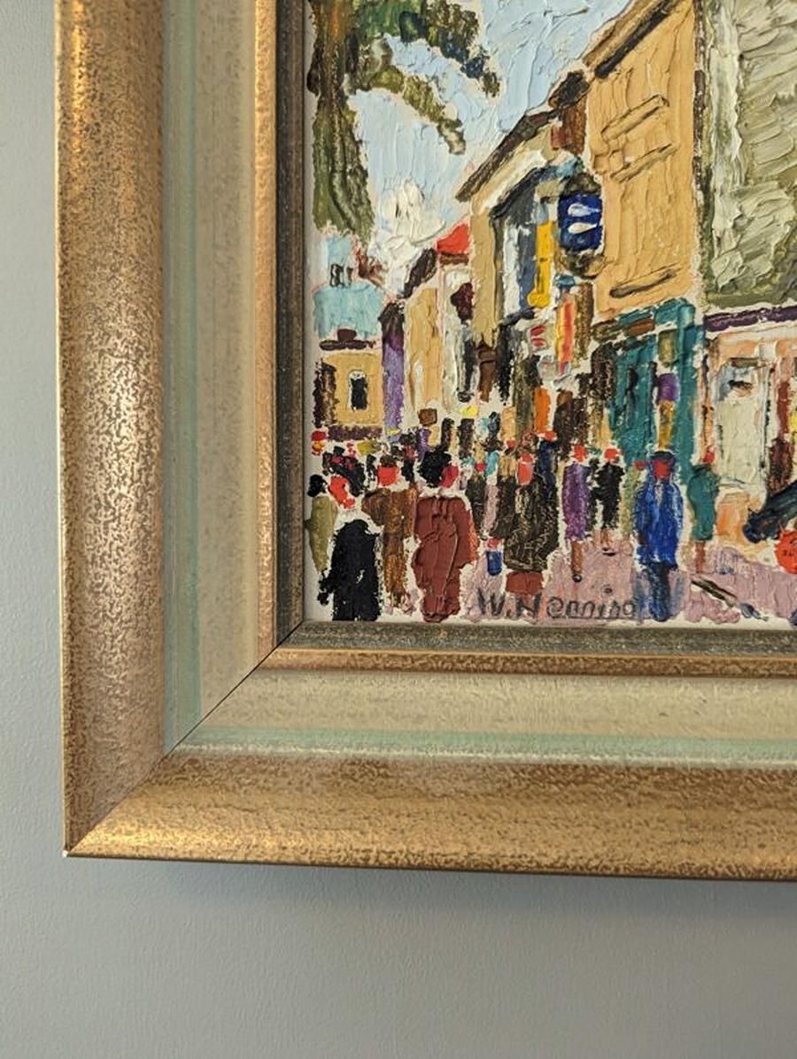 Pintura al óleo figurativa vintage de mediados de siglo - Paseo marítimo 4