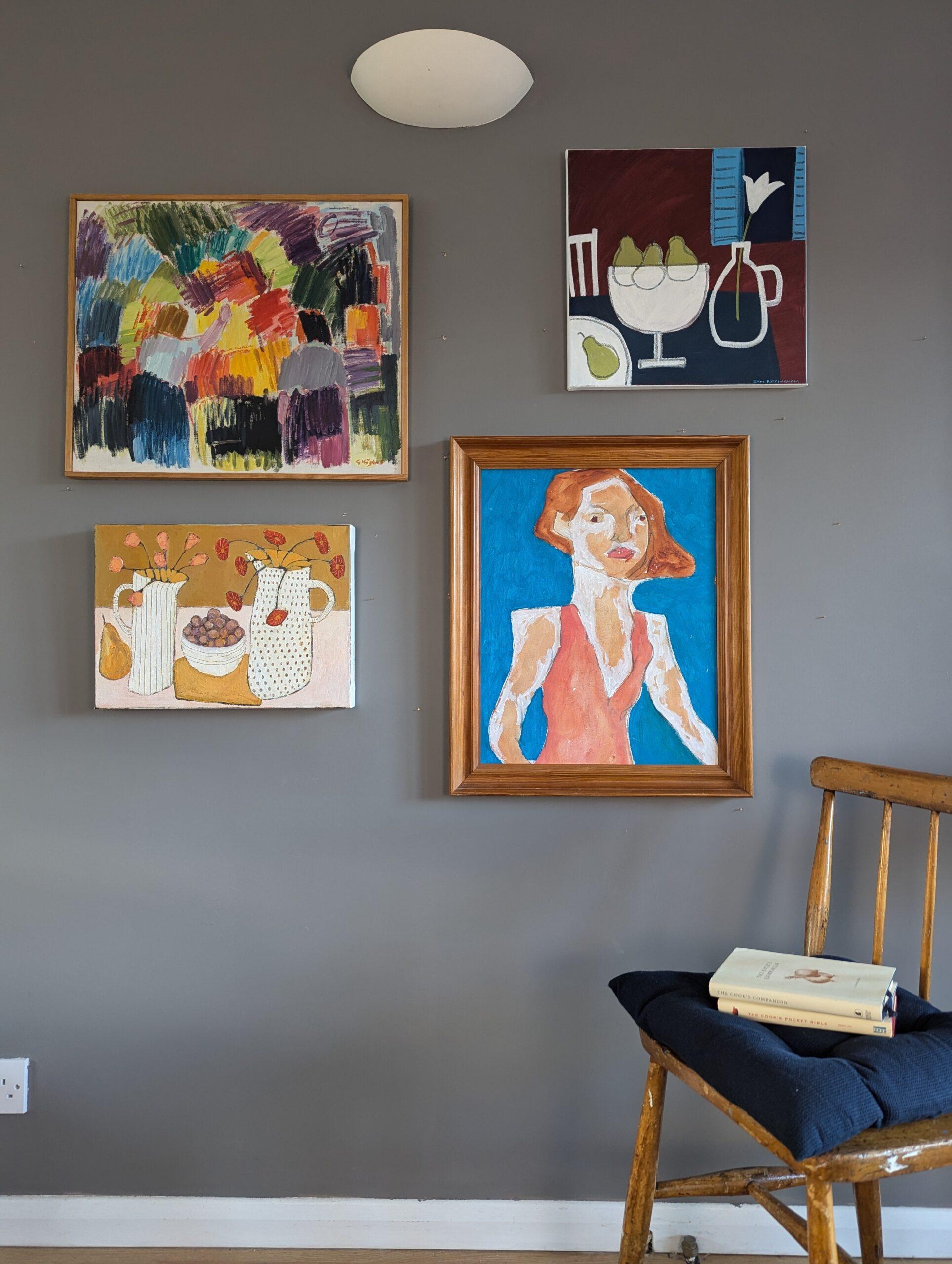 Pittura ad olio astratta svedese d'epoca del Mid Century Modern - Amidst the Bloom in vendita 6