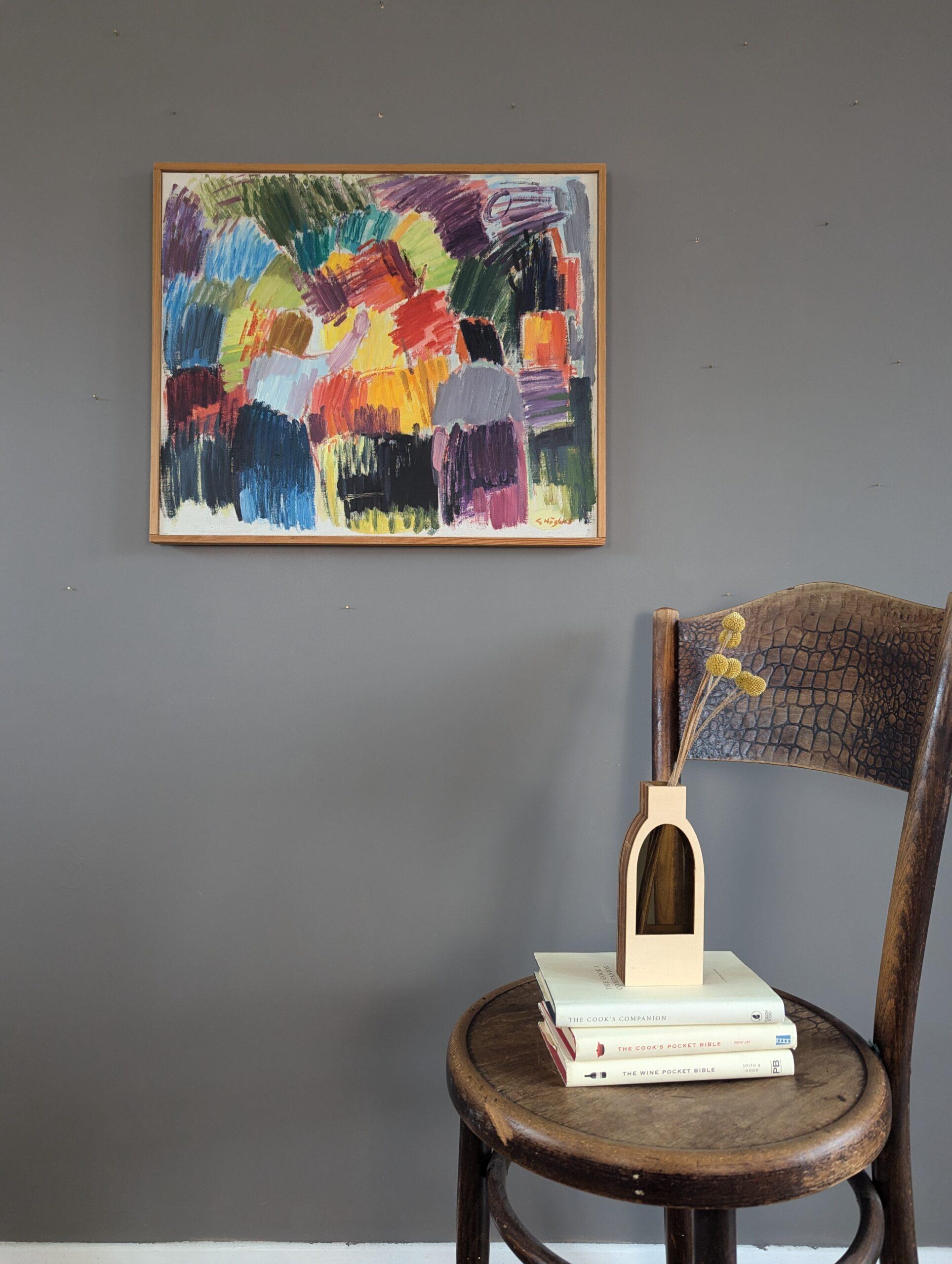Pittura ad olio astratta svedese d'epoca del Mid Century Modern - Amidst the Bloom - Painting di Unknown