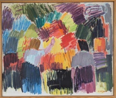 Vintage Mid Century Modern Swedish Abstract Oil Painting - Amidst the Bloom