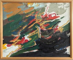 Vintage Mid-Century Modern Swedish Abstract Oil Painting - Autumn Abstraction