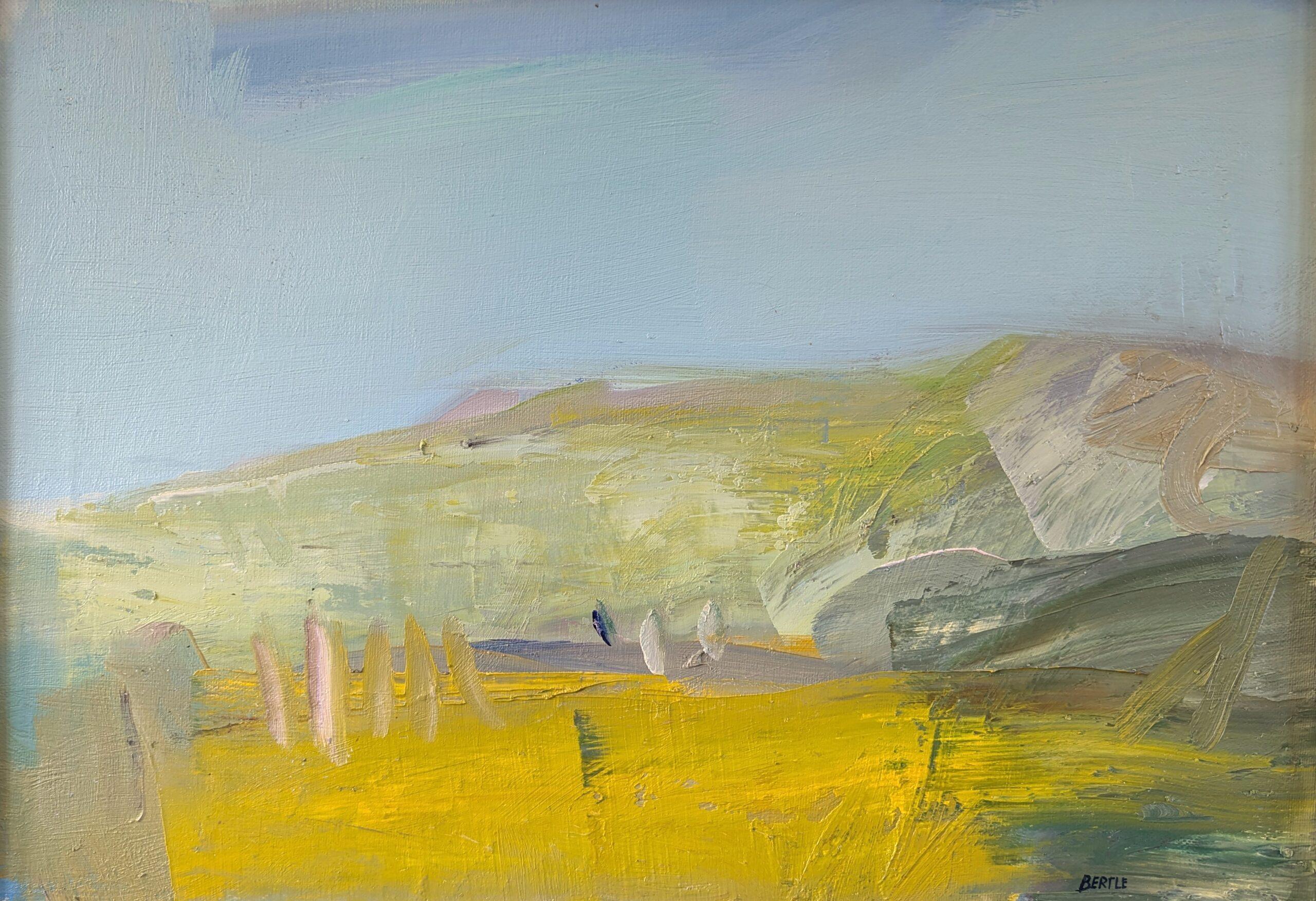 Vintage Pintura al óleo abstracta sueca moderna de mediados de siglo - Paisaje etéreo 3