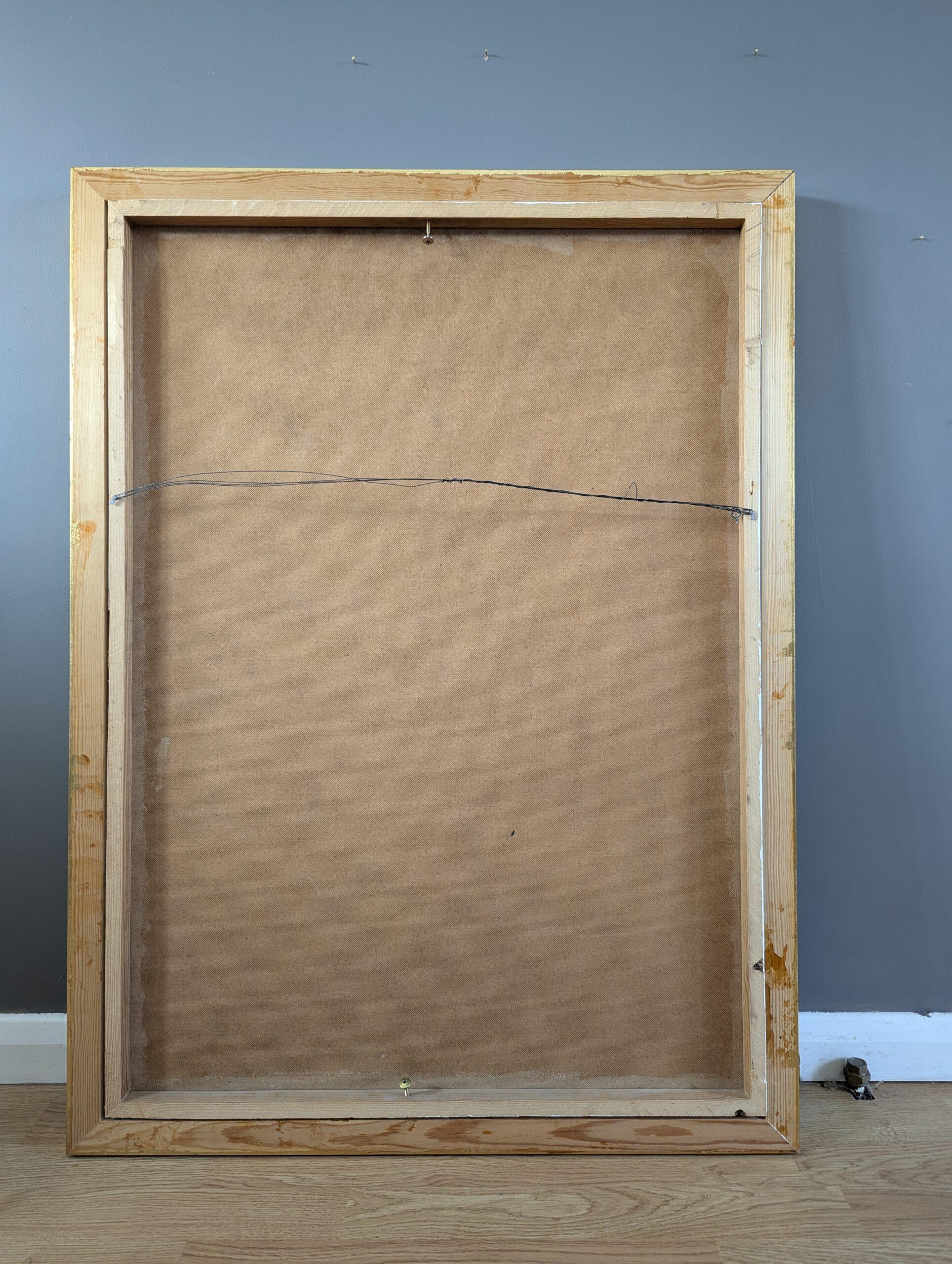Vintage Mid-Century Modern Swedish Abstract Oil Painting - Intersections of Grey For Sale 10