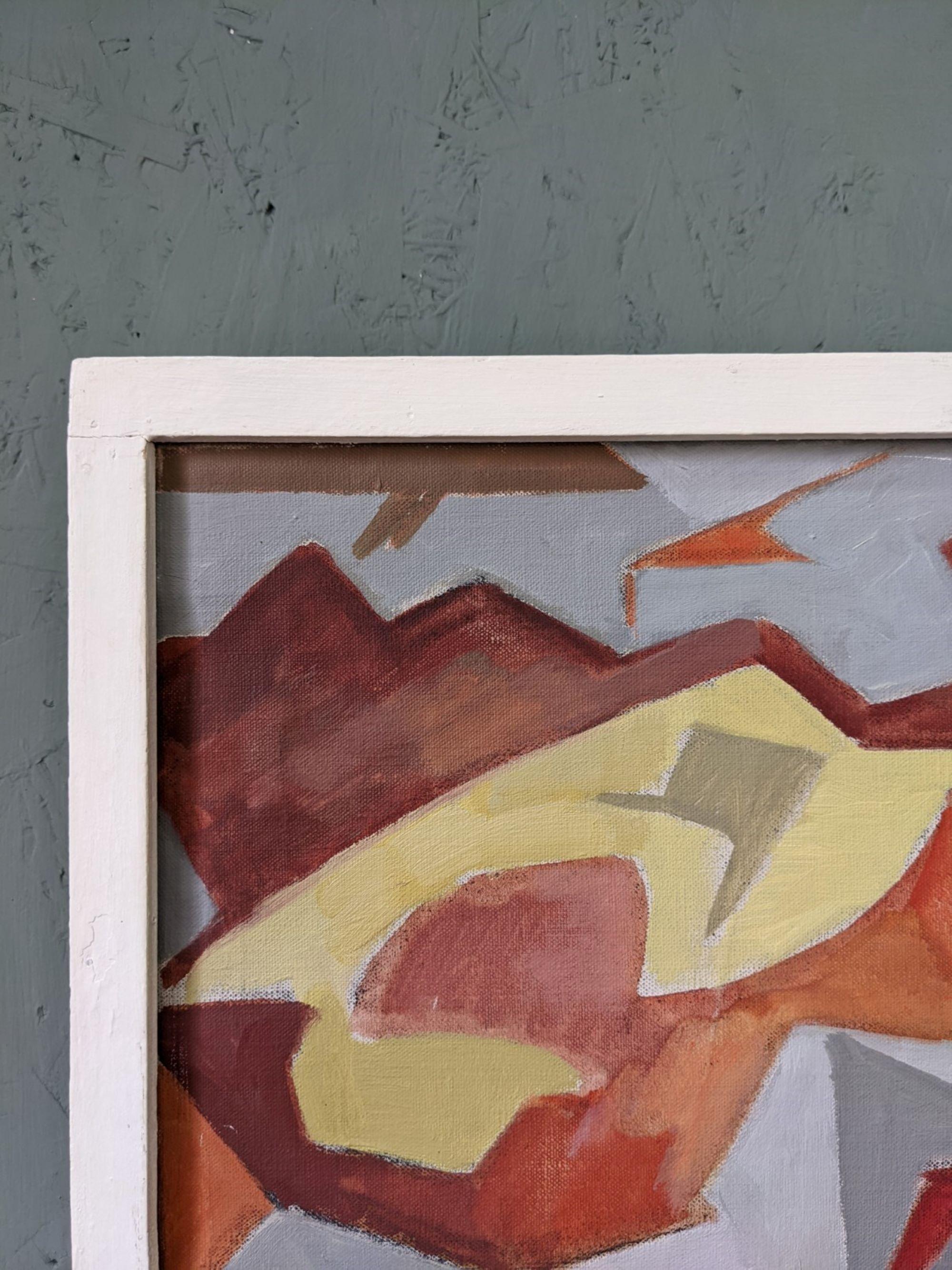 Vintage Mid-Century Modern Swedish Abstract Oil Painting - Jigsaw, Framed, 1959 6