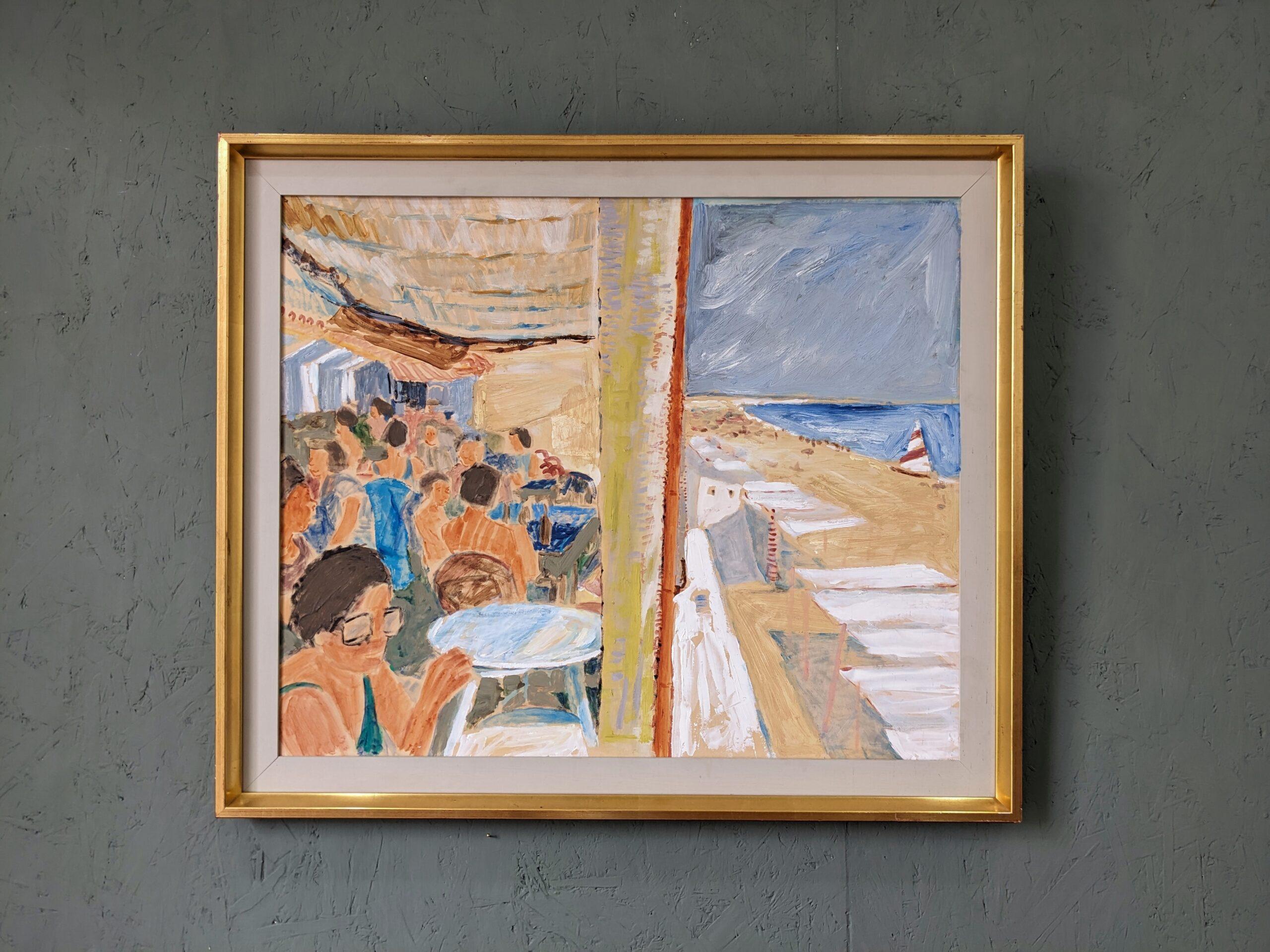 Pintura al óleo figurativa sueca de mediados de siglo enmarcada - De vacaciones - Painting de Unknown