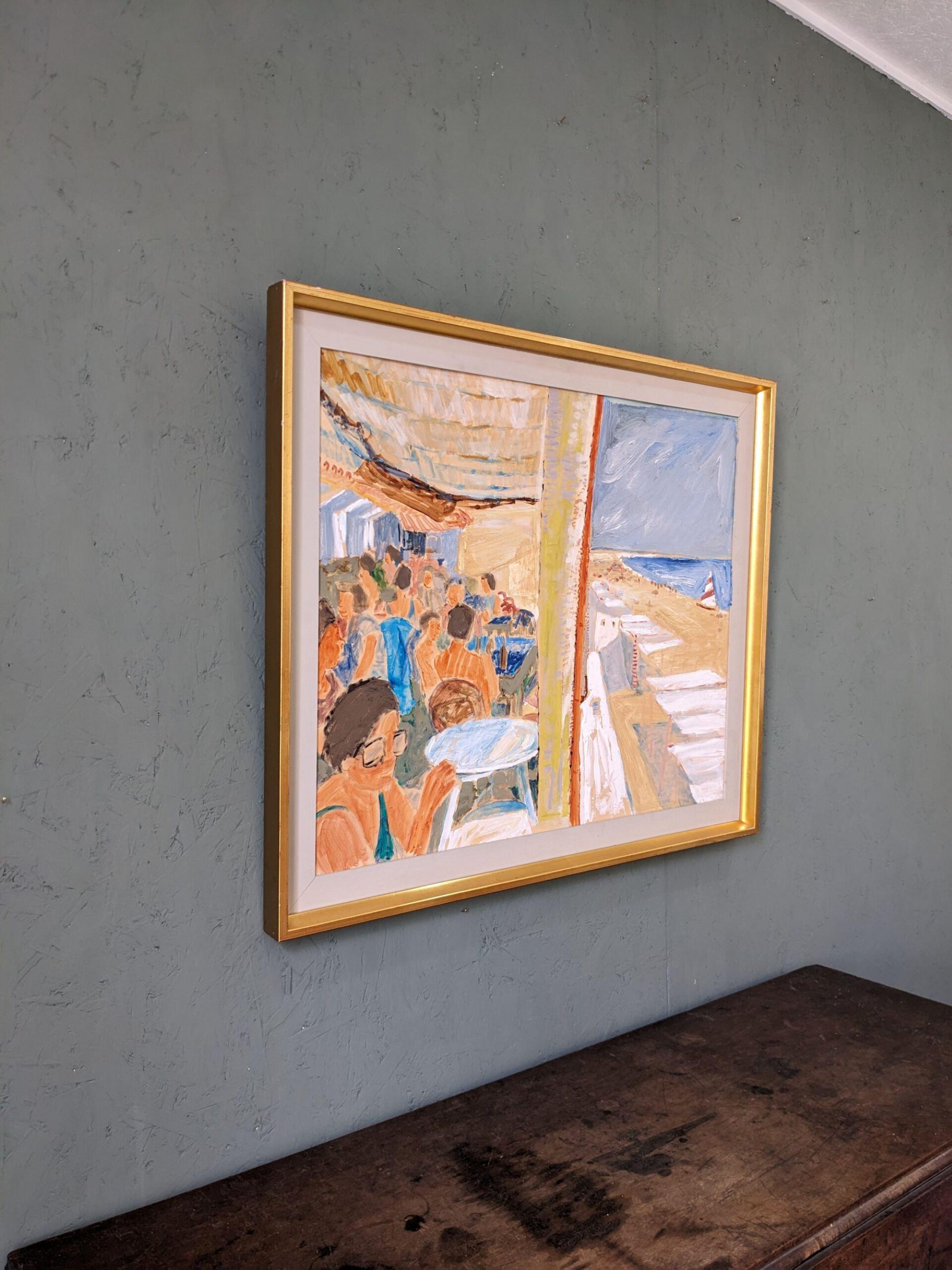 Pintura al óleo figurativa sueca de mediados de siglo enmarcada - De vacaciones - Painting Moderno de Unknown