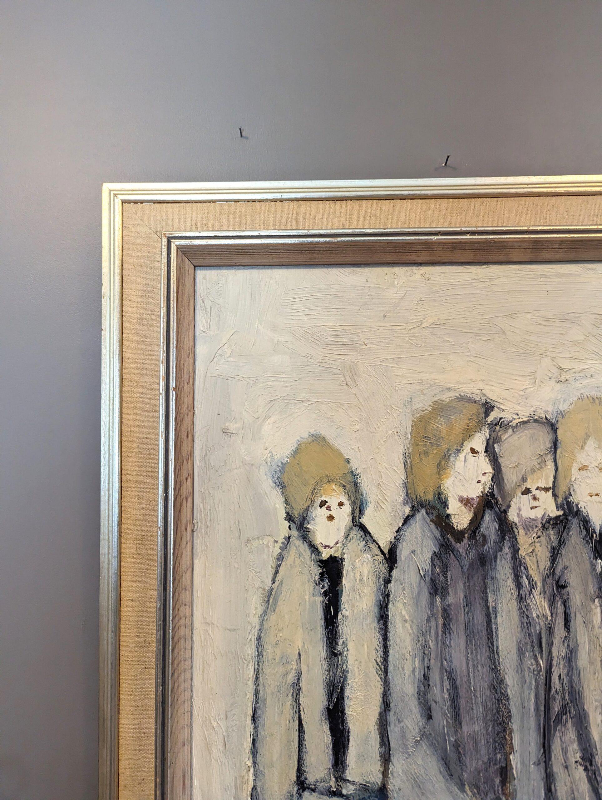 Vintage Mid-Century Modern Swedish Figurative Oil Painting - Bunch of Friends 4