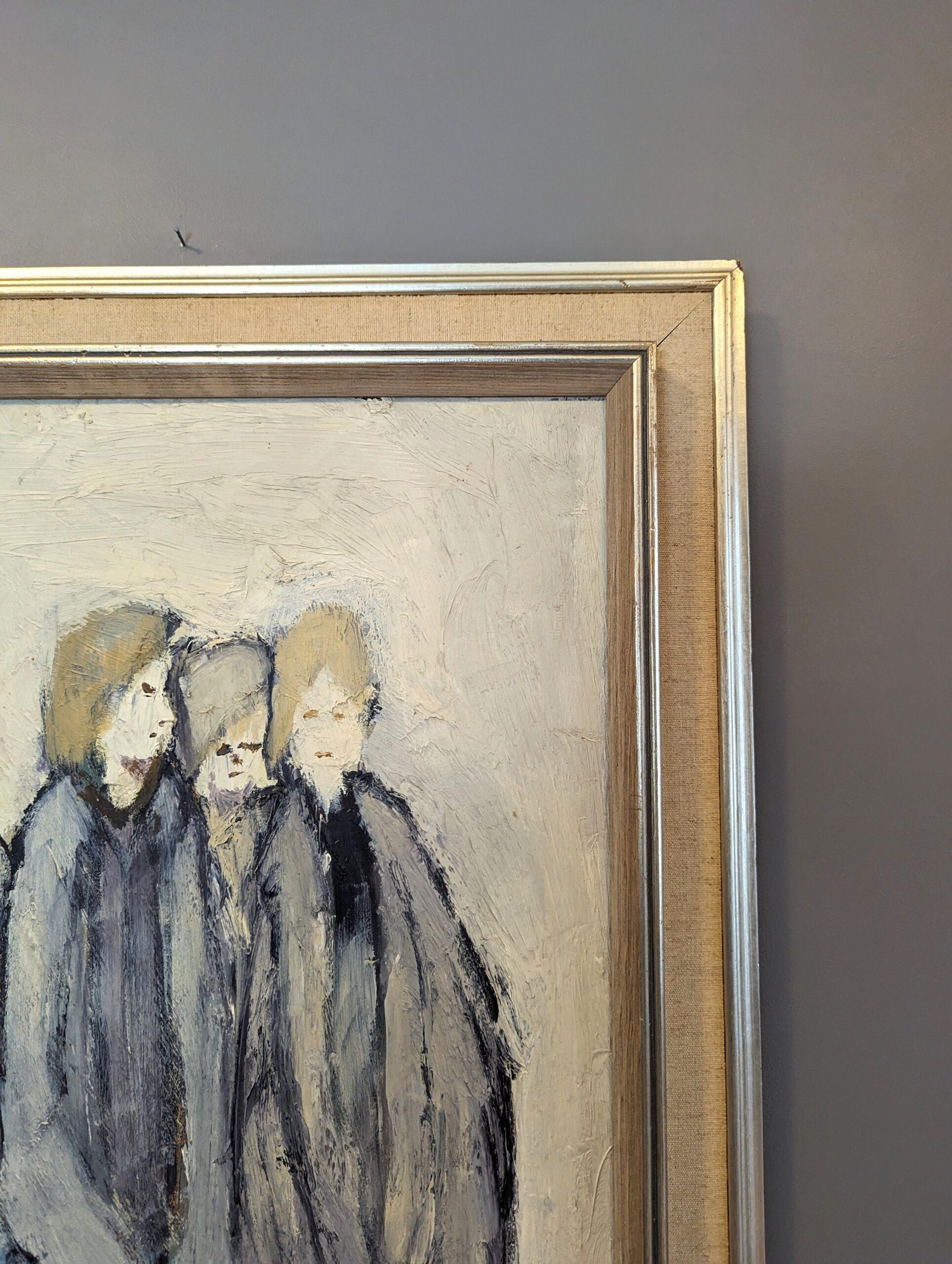 Vintage Mid-Century Modern Swedish Figurative Oil Painting - Bunch of Friends 5