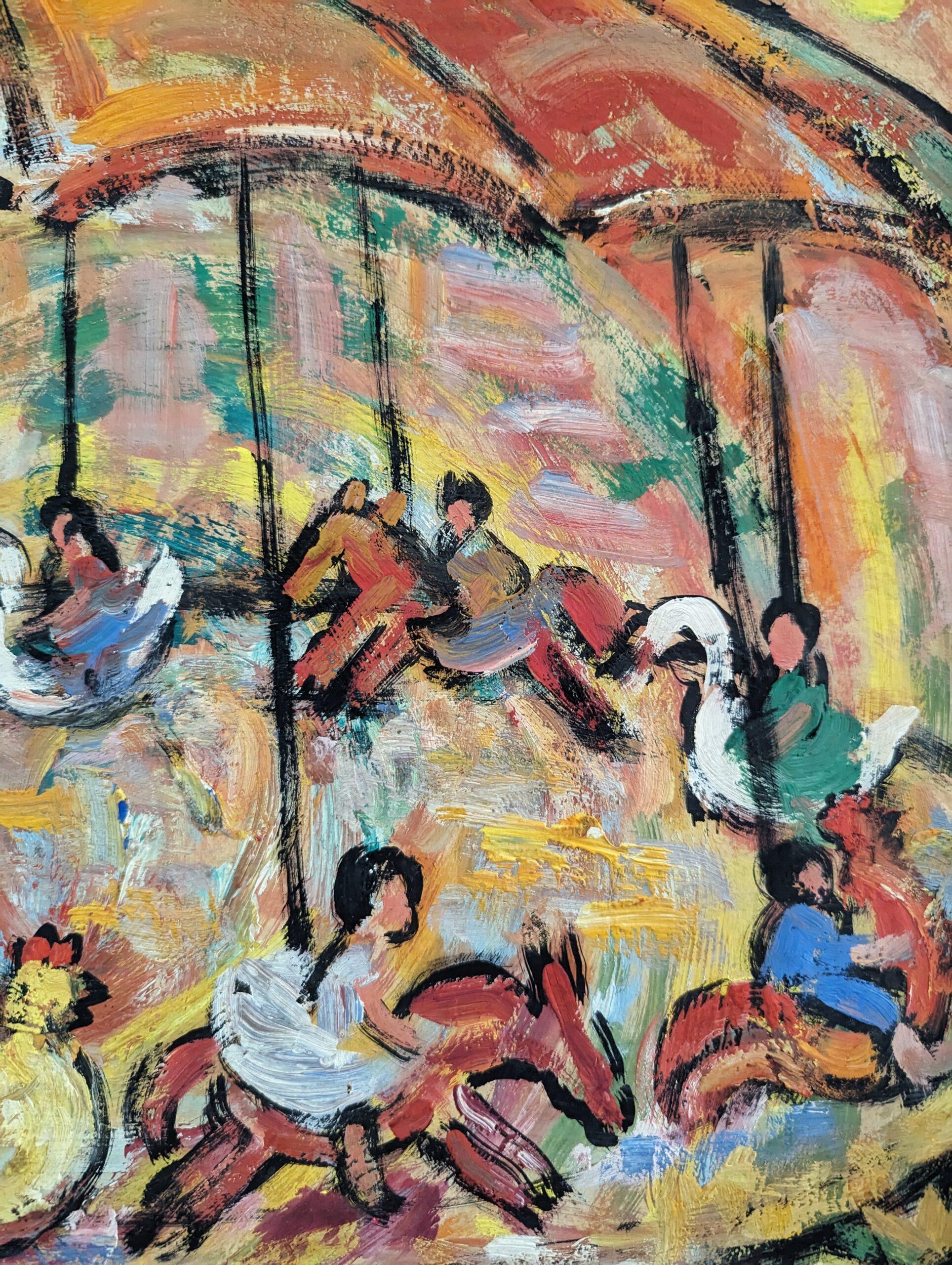 Pittura ad olio figurativa svedese d'epoca della metà del secolo scorso - Carosello Joy 8
