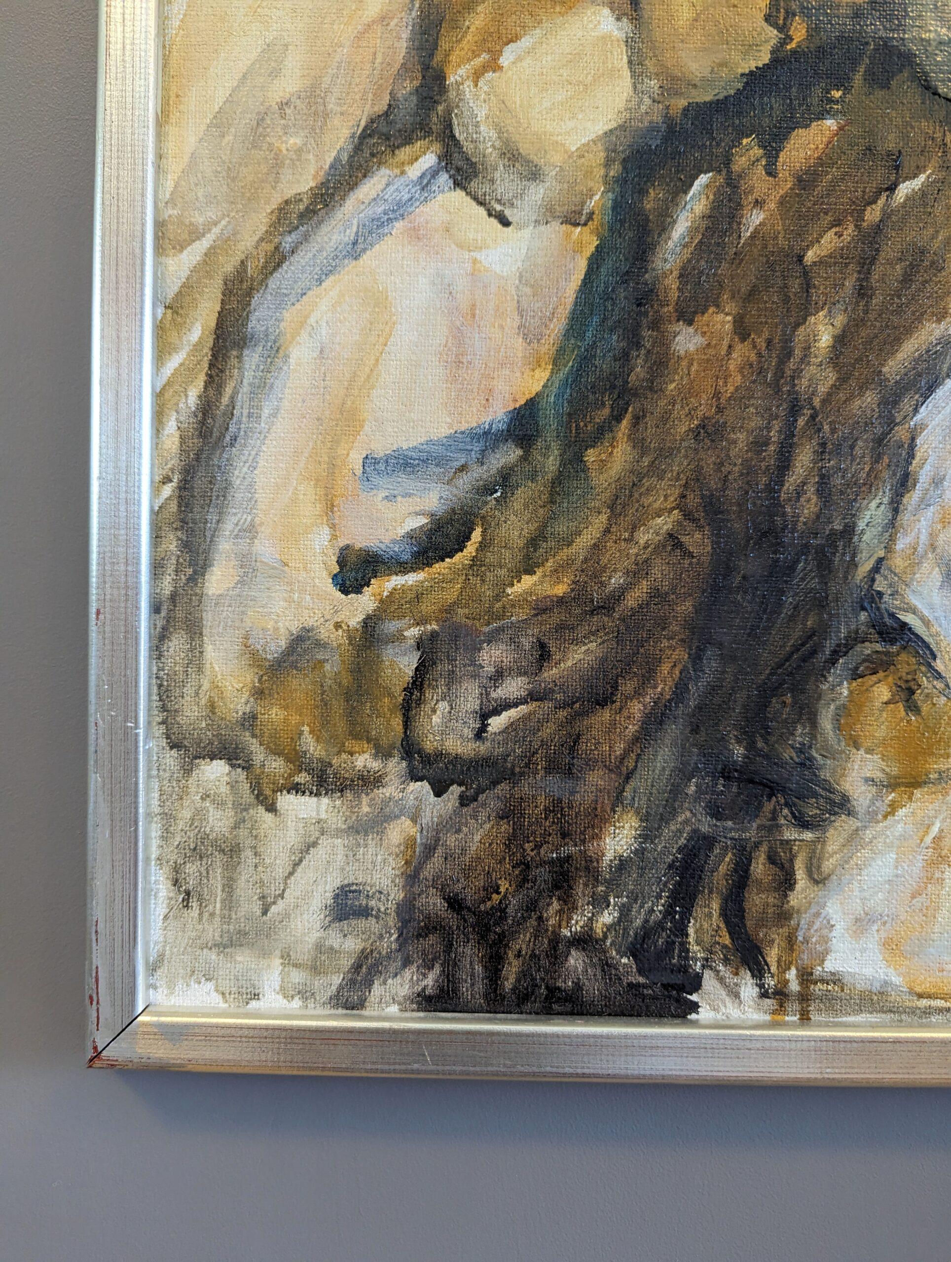 Pintura al óleo figurativa sueca vintage de mediados de siglo - Danza 2