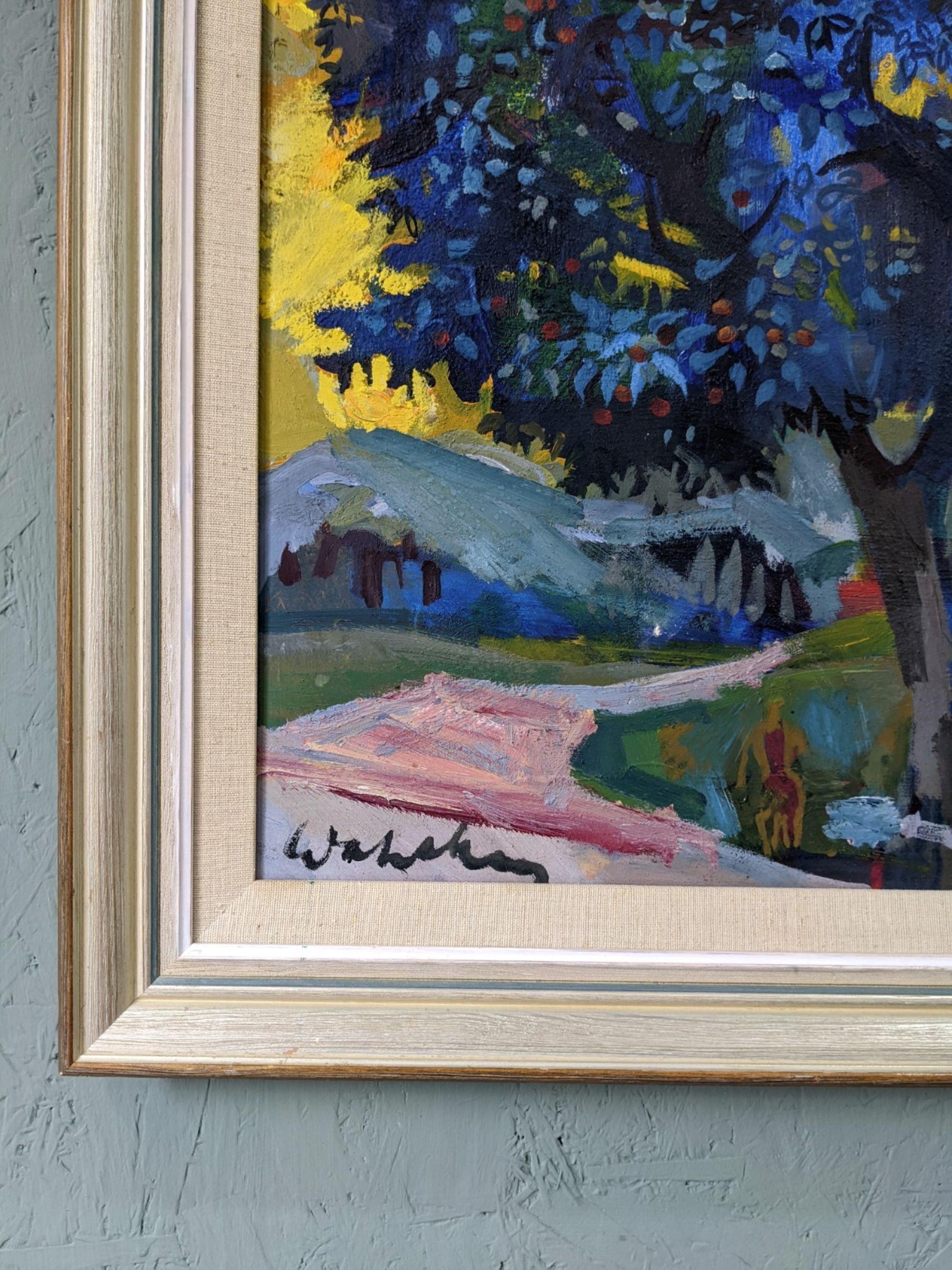 Unknown Vintage Mid Century Modern Swedish Framed Landscape Oil