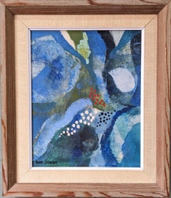 Vintage Mid-Century Modern Swedish Framed Oil Painting - Blue Waters