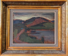 Vintage Mid-Century Modern Swedish Framed Oil Painting - Landscape Glow