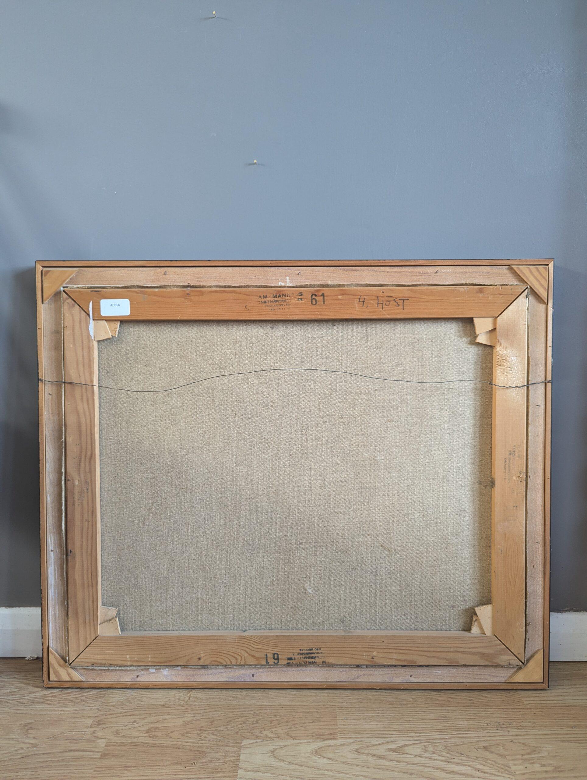 Vintage Mid Century Modern Swedish Landscape Framed Oil Painting - Storm's Edge For Sale 7