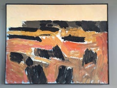 Vintage Mid Century Modern Swedish Landscape Oil Painting - Abstract Horizon