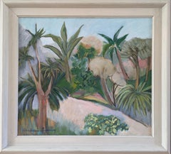 Vintage Mid-Century Modern Swedish Landscape Oil Painting - Botanical Garden