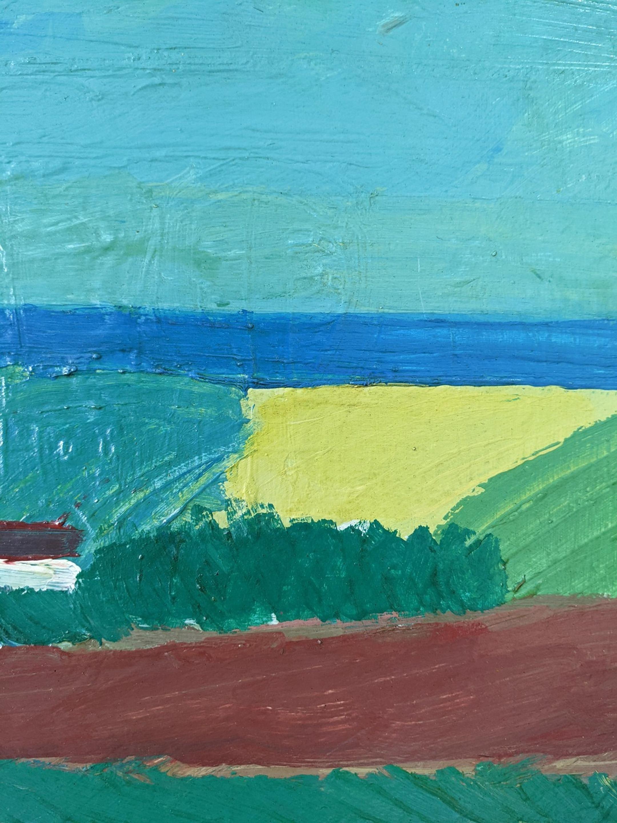 Vintage Mid-Century Modern Swedish Landscape Oil Painting - Fields in Summer (Campi d'estate) 6