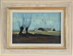 Vintage Mid-Century Modern Swedish Landscape Oil Painting - From the Distance