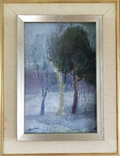 Vintage Mid Century Modern Swedish Landscape Oil Painting - Hushed Trees